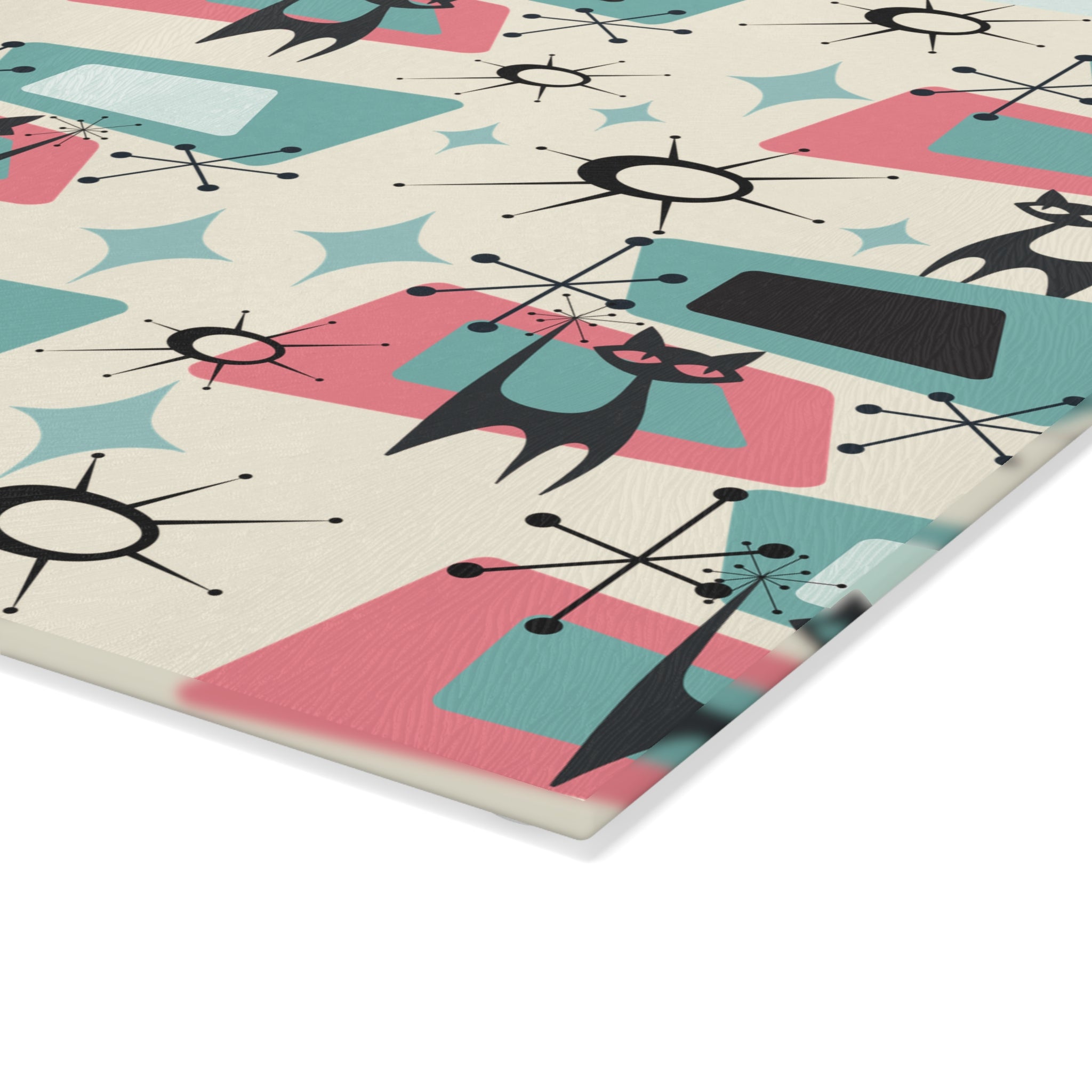 Atomic Space Cat, Cheese Board, Party Glass Cutting Board - Mid Century Modern Gal