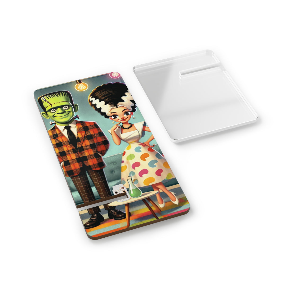 Frankenstein & Bride Mobile Display Stand - Cute Retro Phone Holder - Mid Century Modern Gal