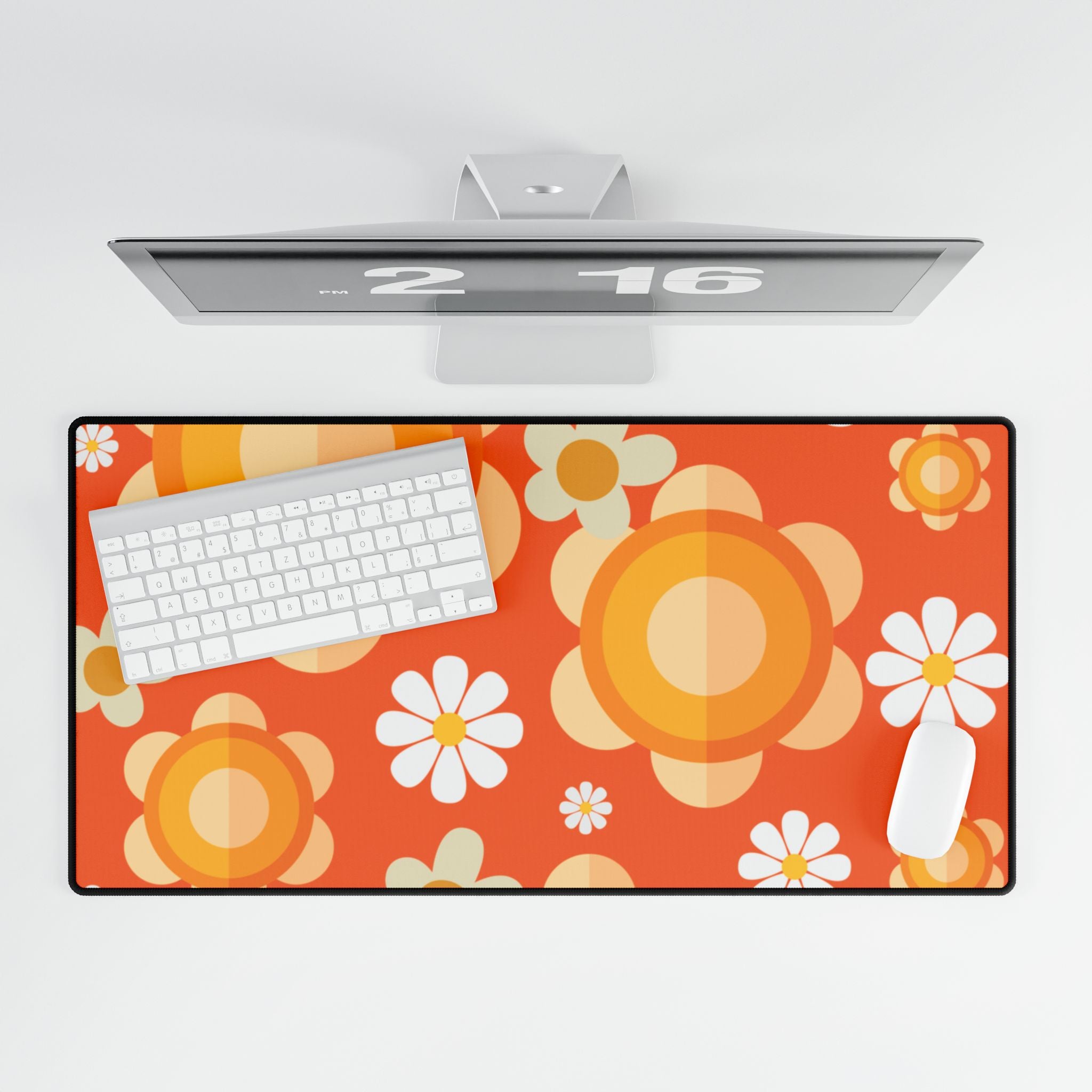 Retro Flower Power Groovy Desk Mat - Mid Century Modern Gal