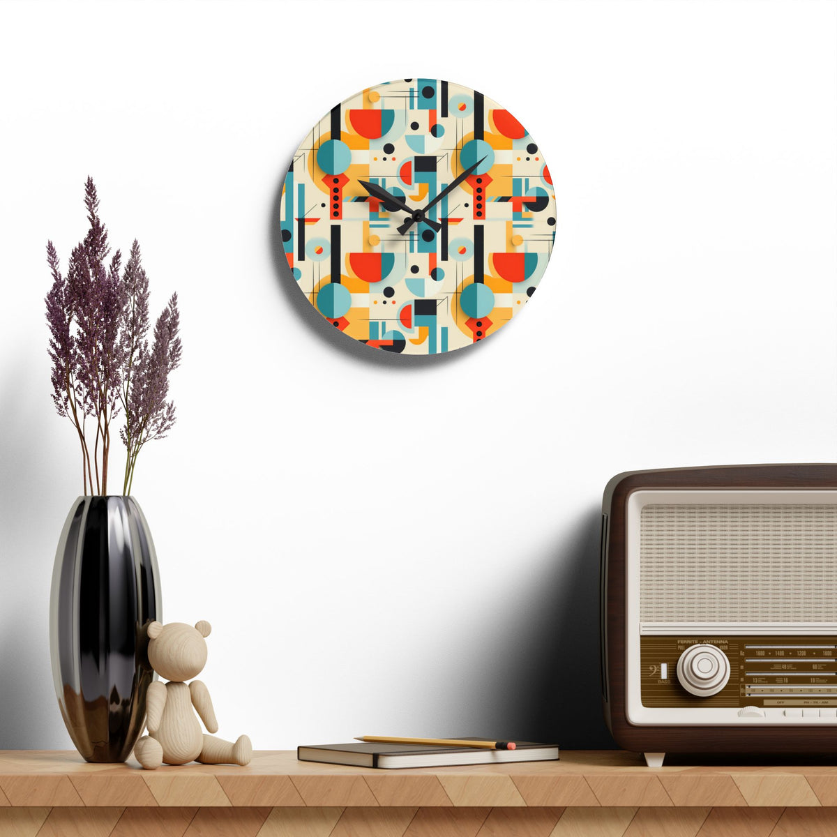 Mid Century Modern Bauhaus Designed MCM Acrylic Wall Clock - Mid Century Modern Gal