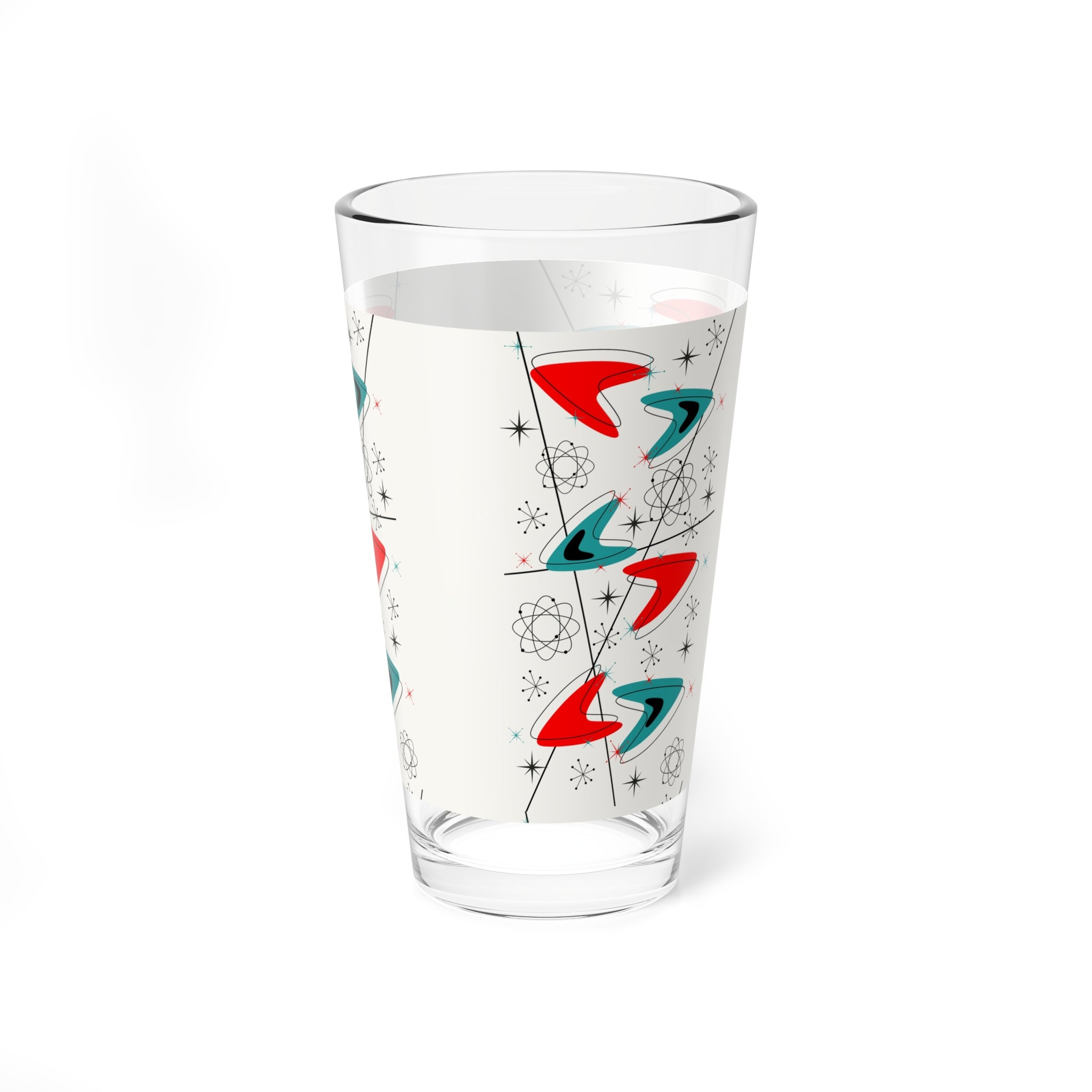Mid Century Modern Starburst Barware, Atomic Space Age Pint Glass - Mid Century Modern Gal