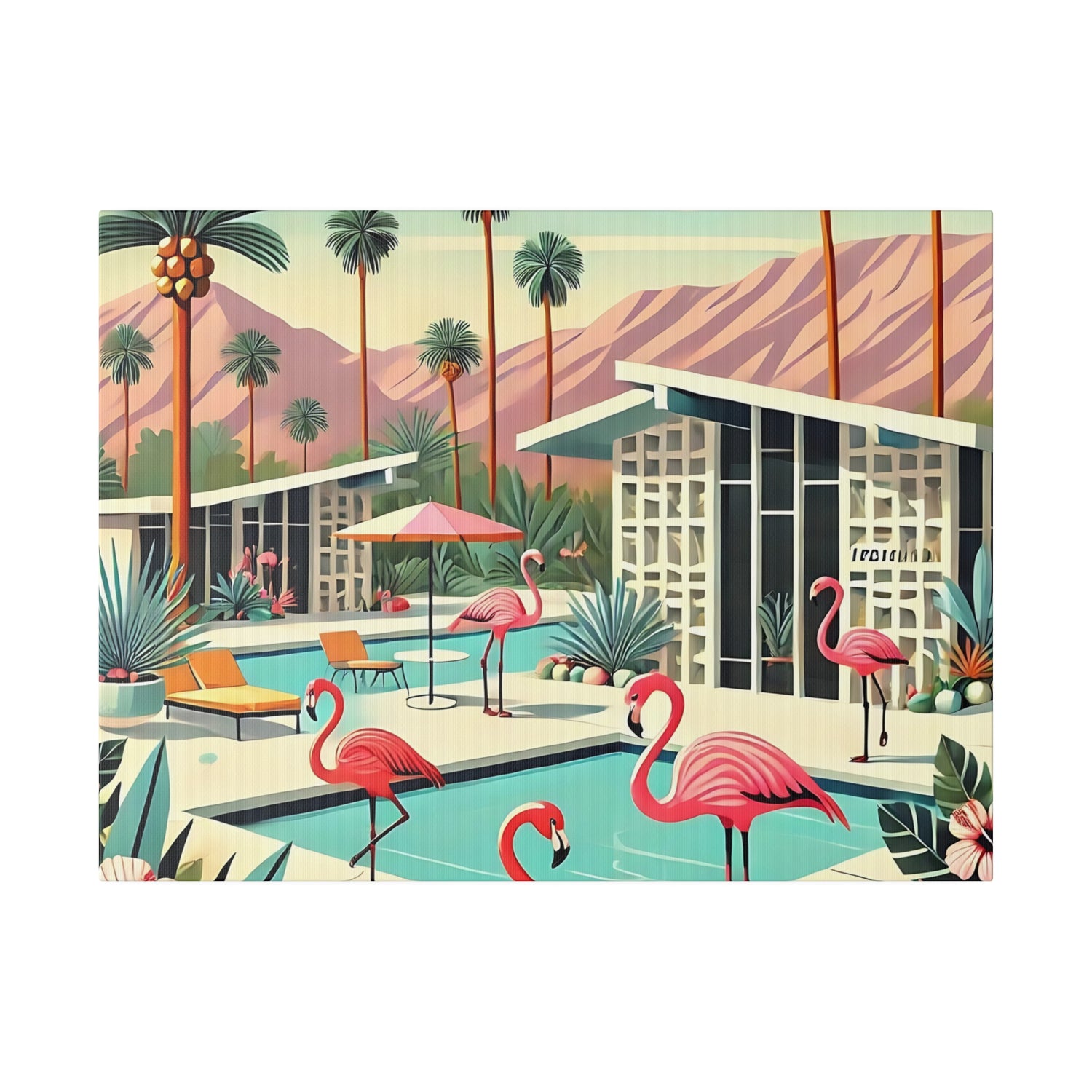 50s Mid Century Modern Wall Art, Palm Springs Flamingo Breeze Block MCM Art - Mid Century Modern Gal