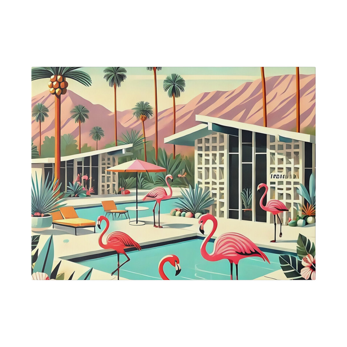 50s Mid Century Modern Wall Art, Palm Springs Flamingo Breeze Block MCM Art - Mid Century Modern Gal