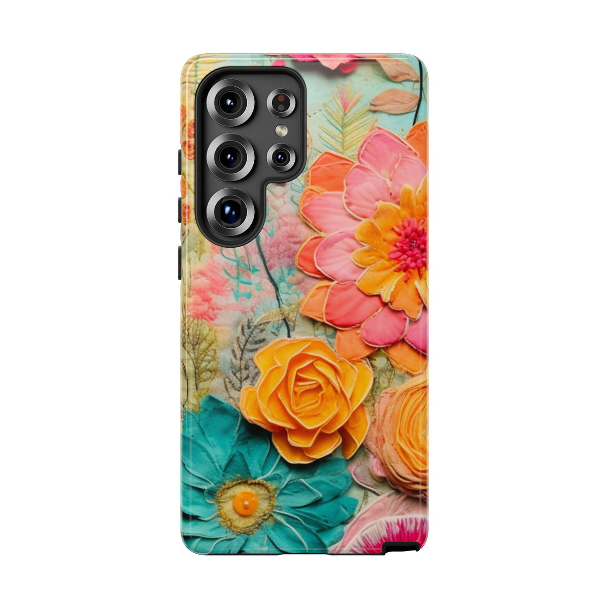 Boho Retro Floral Faux Pressed Flowers Smart Phone Tough Phone Cases