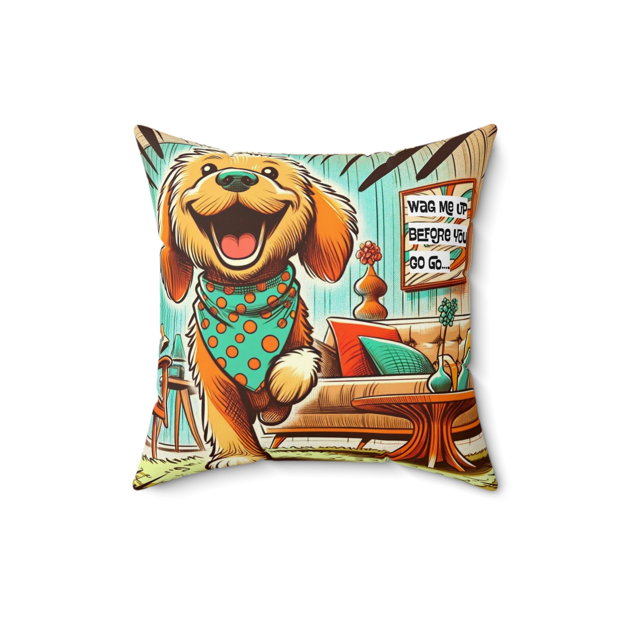 Golden Doodle Dog Lover, Funny Kitschy Mid Century Modern Style, Pillow And Insert - Mid Century Modern Gal