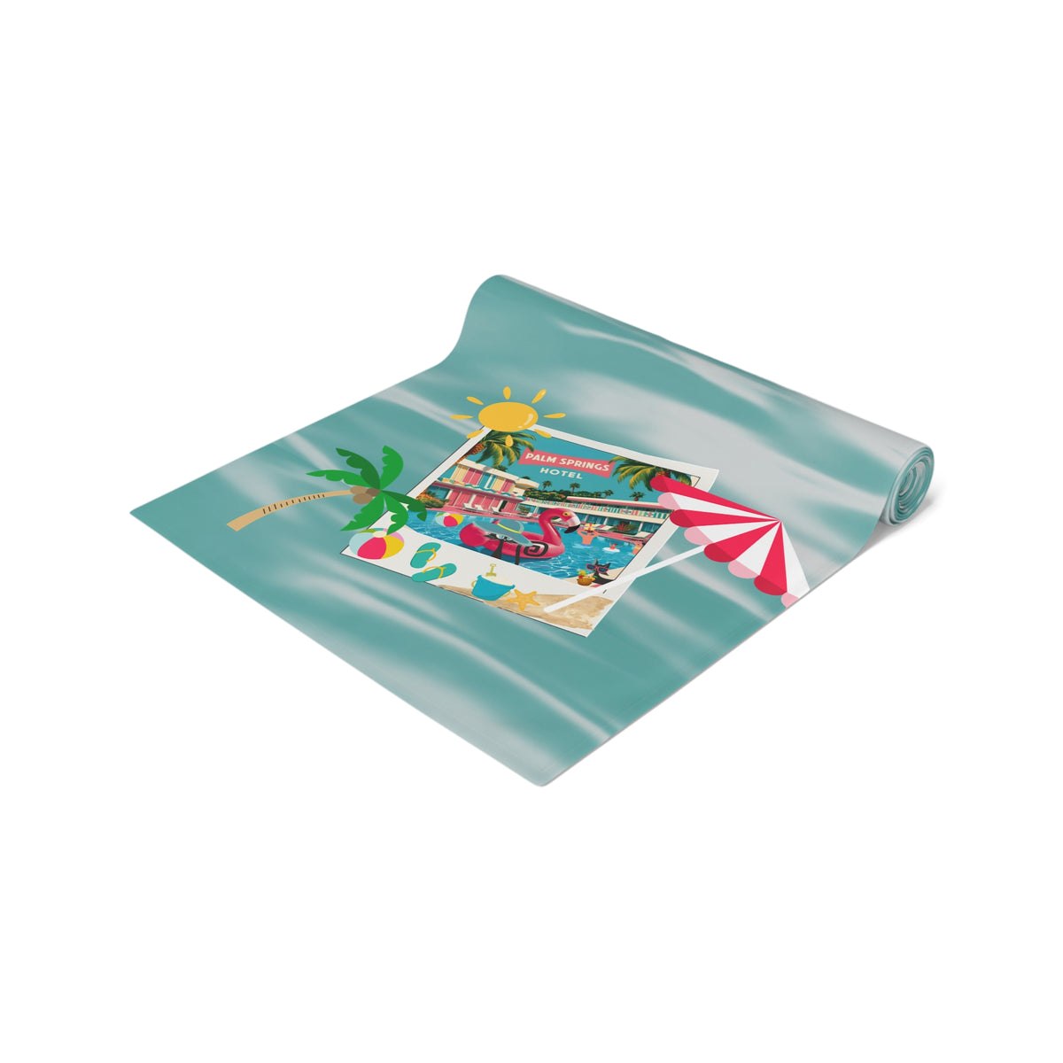 Hotel California, Kitschy Mod Flamingo Atomic Cat, Mid Mod Party Tropical Paradise Table Runner - Mid Century Modern Gal