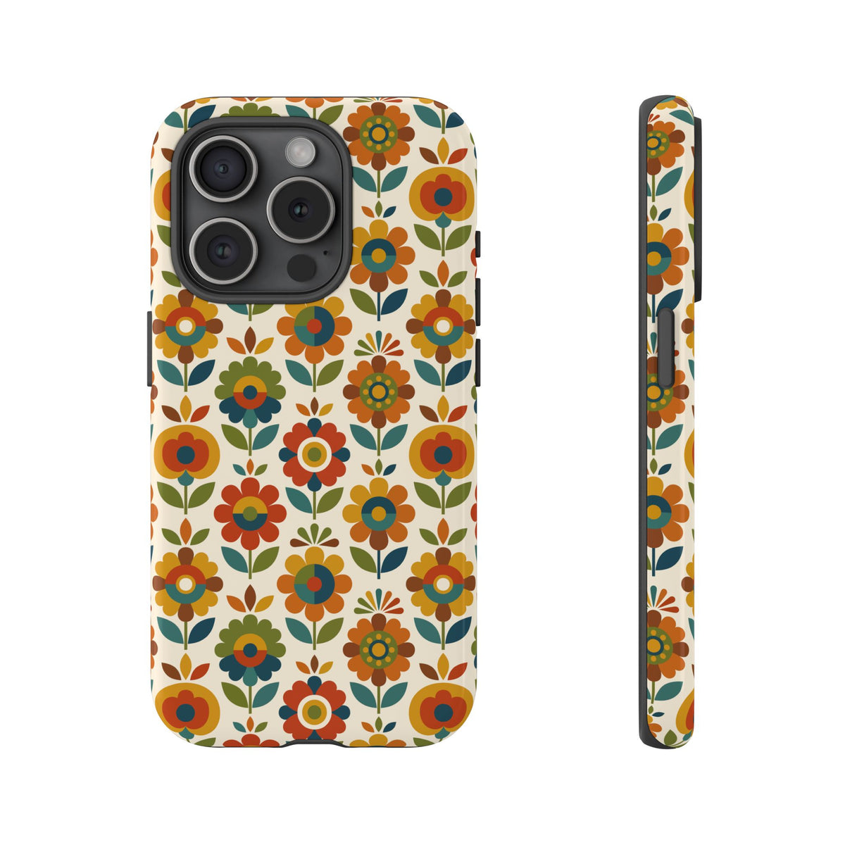 Mid Century Modern Scandinavian Floral Earth Tones Tough Phone Case
