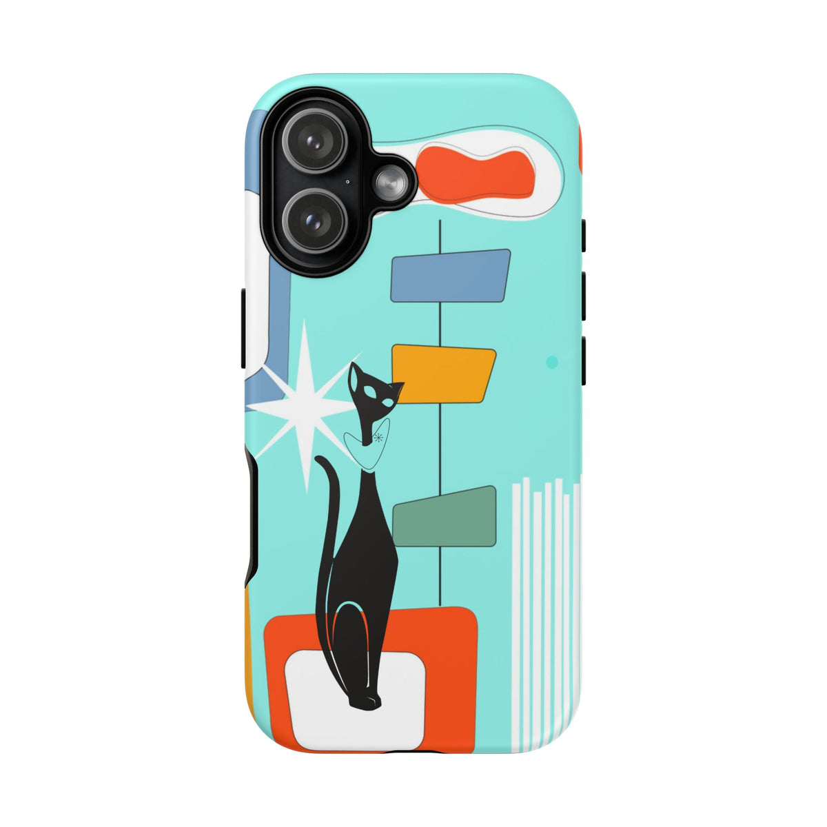 Atomic Cat, Mid Mod Aqua Blue, Geometric, Samsung, Google Pixel, Apple iPhone Tough Cases