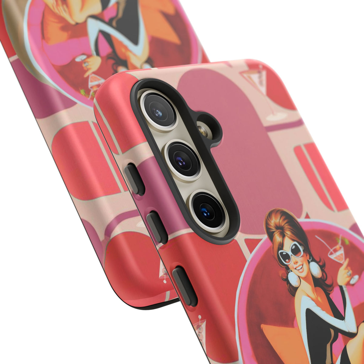 Mid Mod 60s Mod Gal, Kick Back Enjoy, Retro Chic Phone Case with Cocktail Design