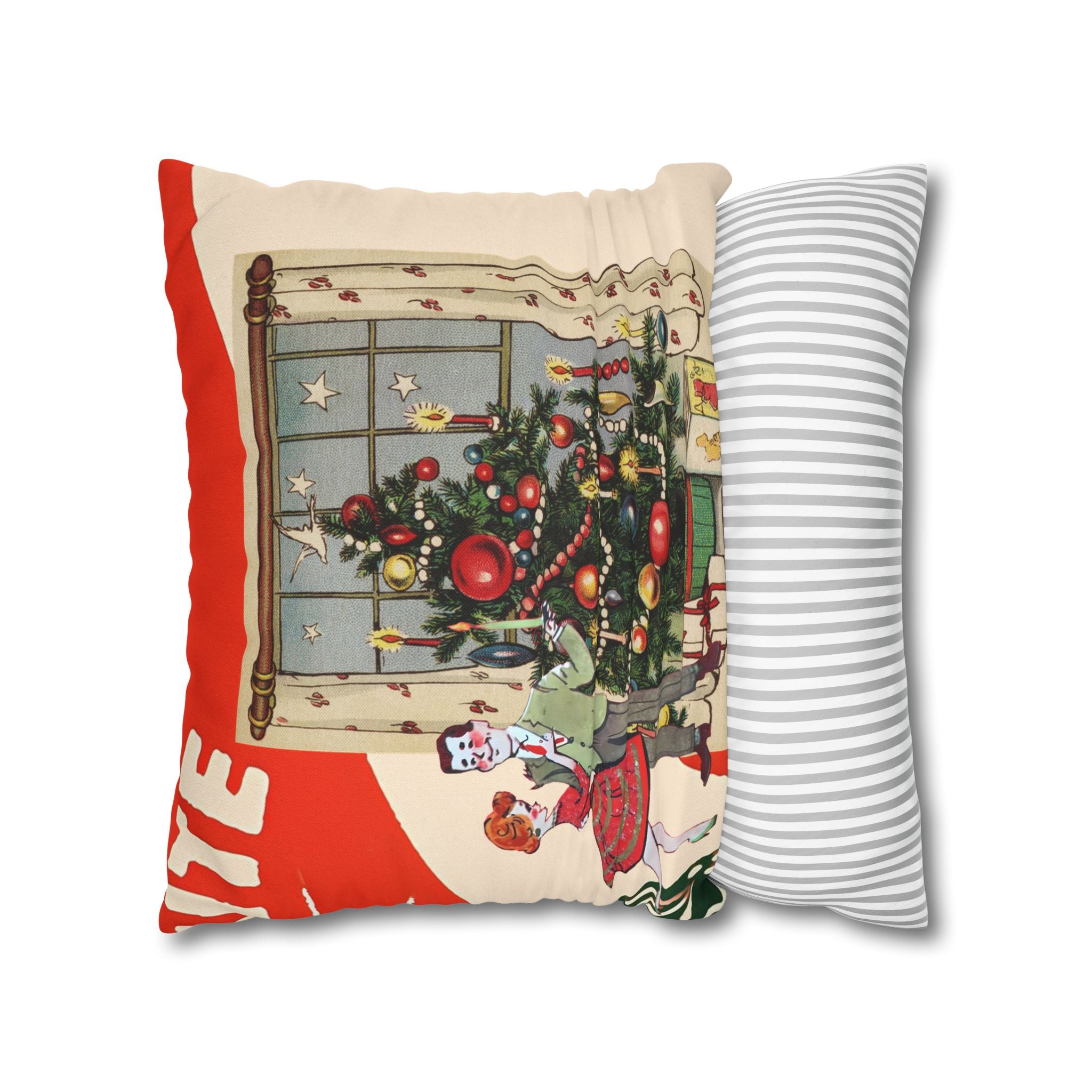 Vintage Kitschy Christmas 50s Couple, Mid Century Modern Holiday Pillow Cover - Mid Century Modern Gal