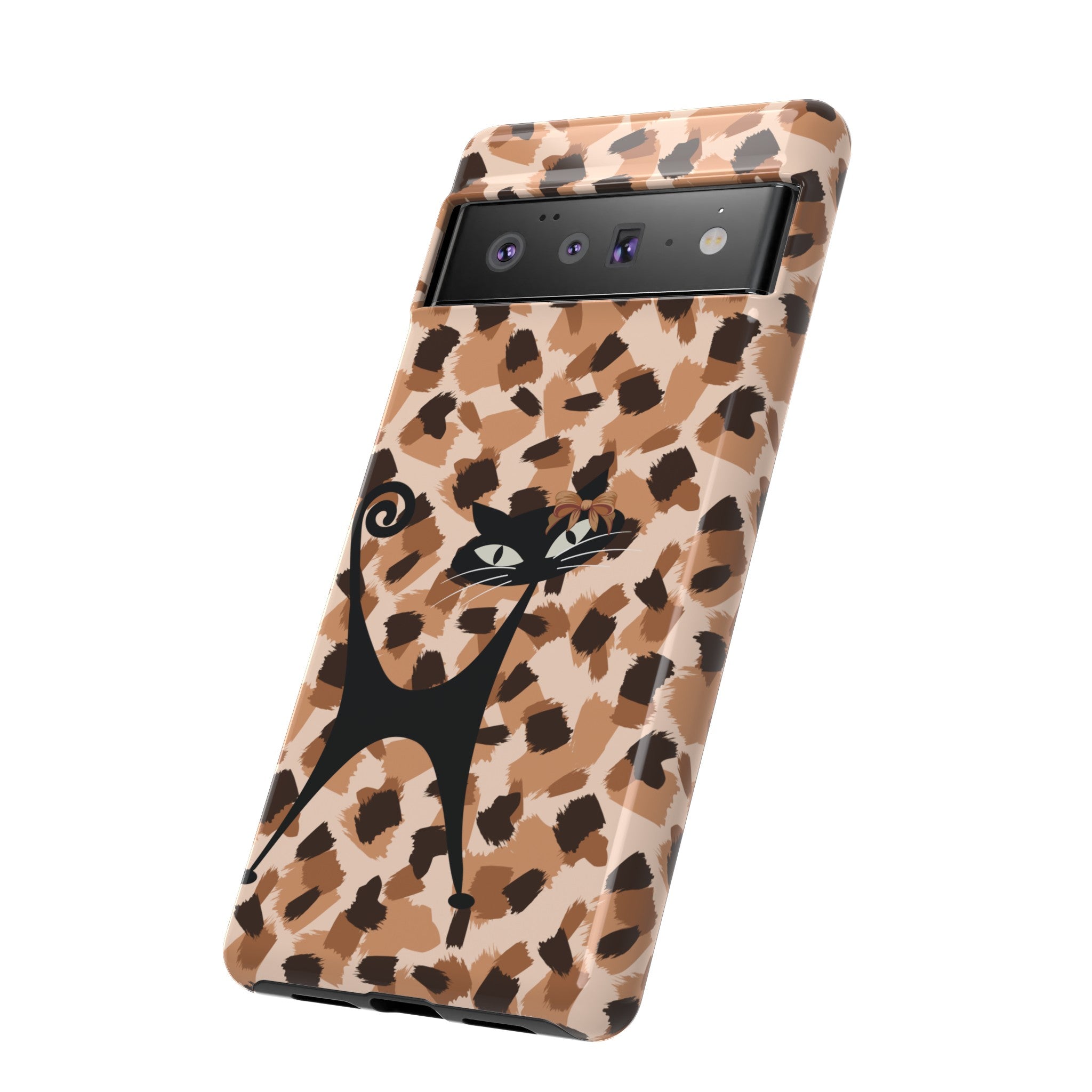 Mid Century Modern Atomic Cat, Animal Print Kitschy Trendy Smart Phone Tough Cases