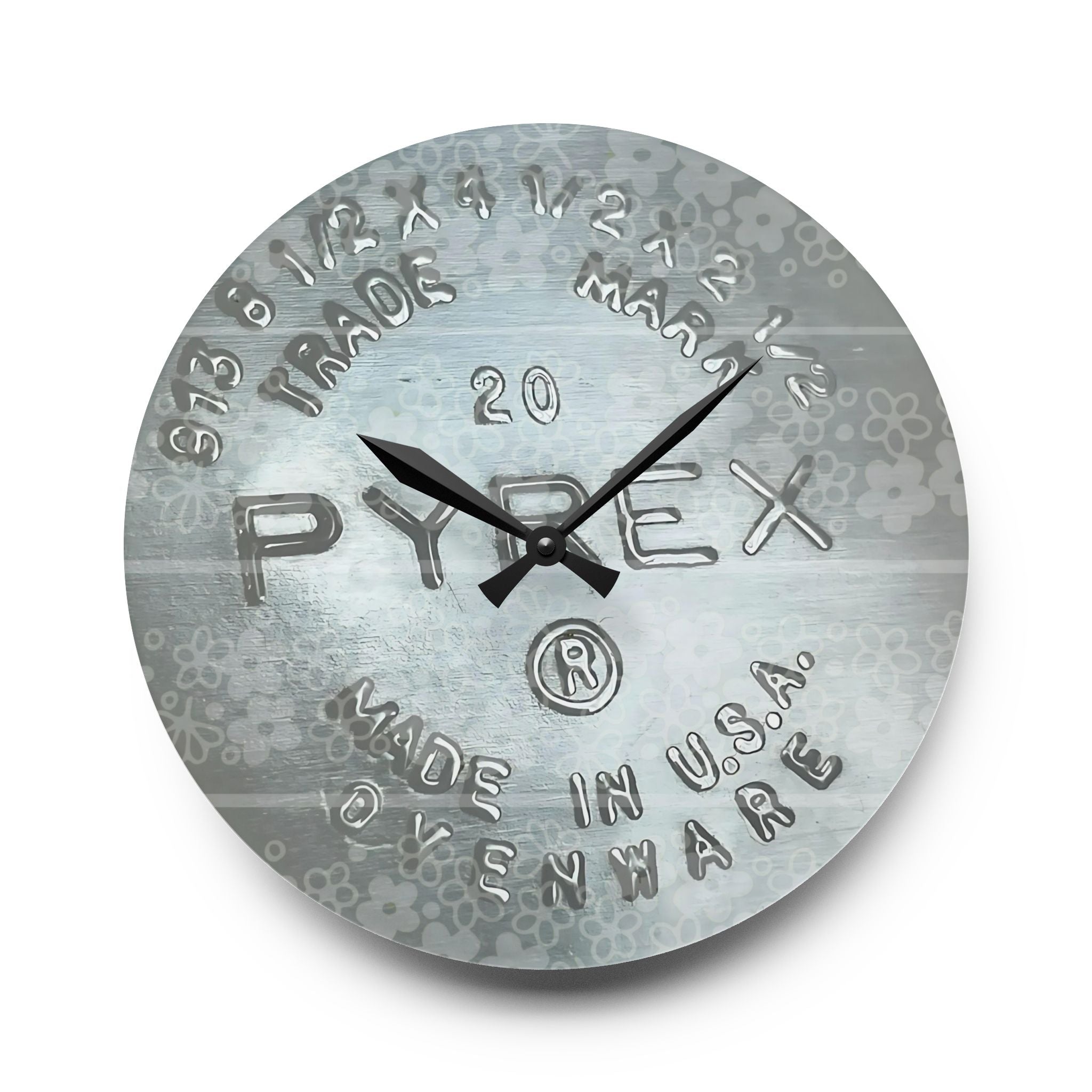 Vintage Pyrex Acrylic Wall Clock - Retro Home Decor for Kitchen - Mid Century Modern Gal