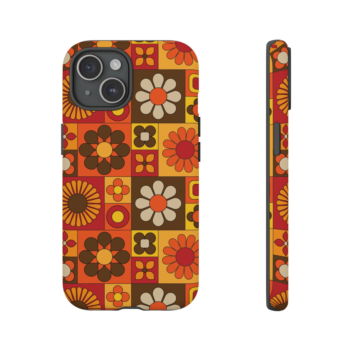 Retro 70s Mid Mod Floral Phone Case | Tough Cases for Flower Lovers - Mid Century Modern Gal