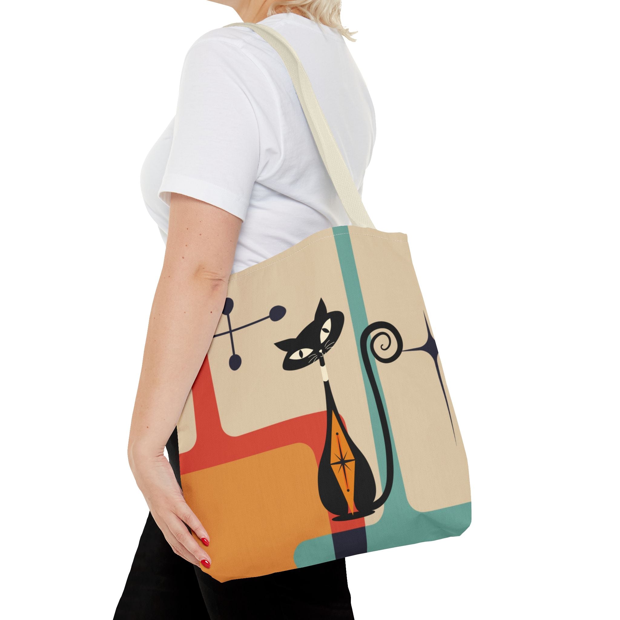 Atomic Cat Mid Century Mod Tote Bag - Mid Century Modern Gal