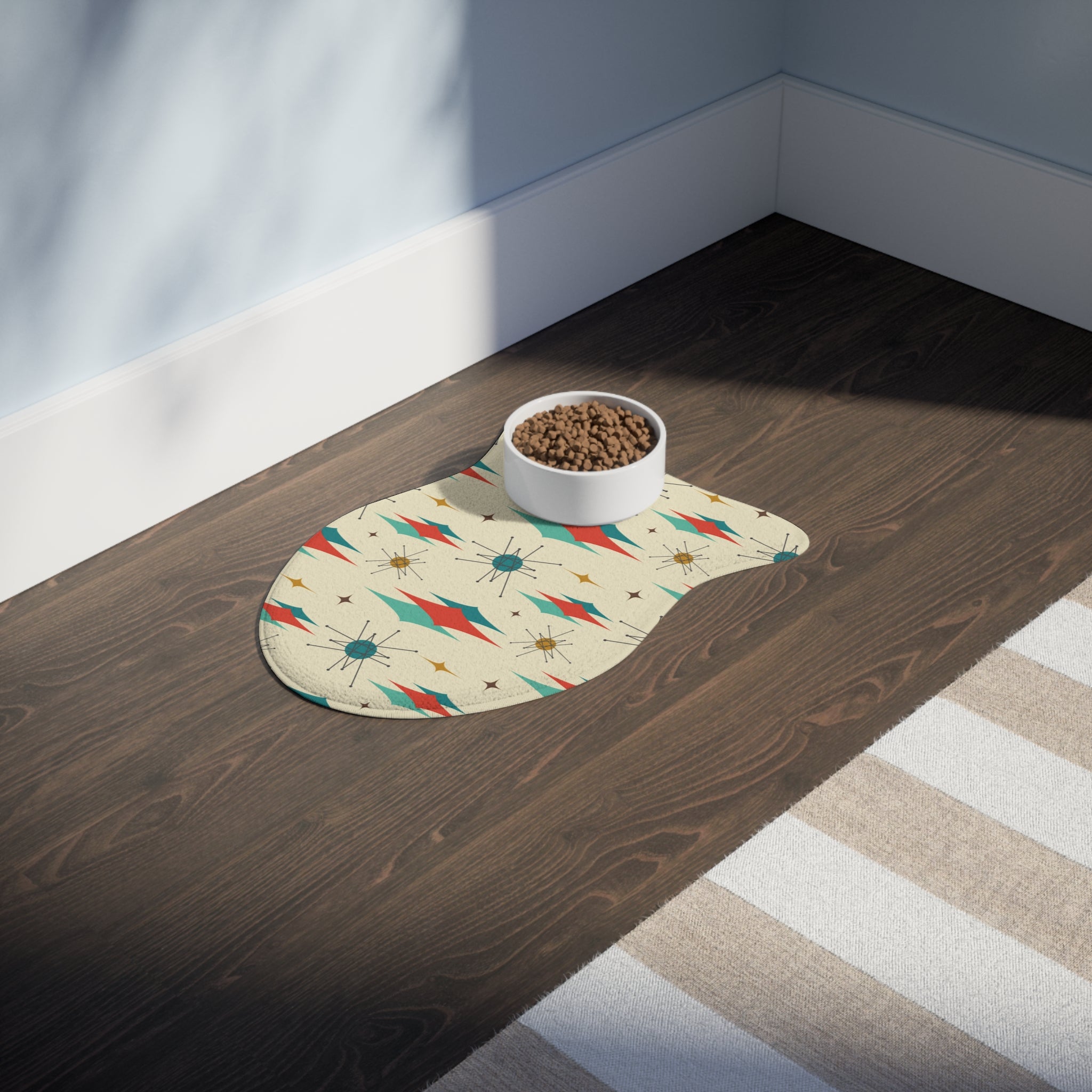 Atomic Franciscan Designed, Mid Century Modern, Cat, Dog Pet Feeding Mats - Mid Century Modern Gal