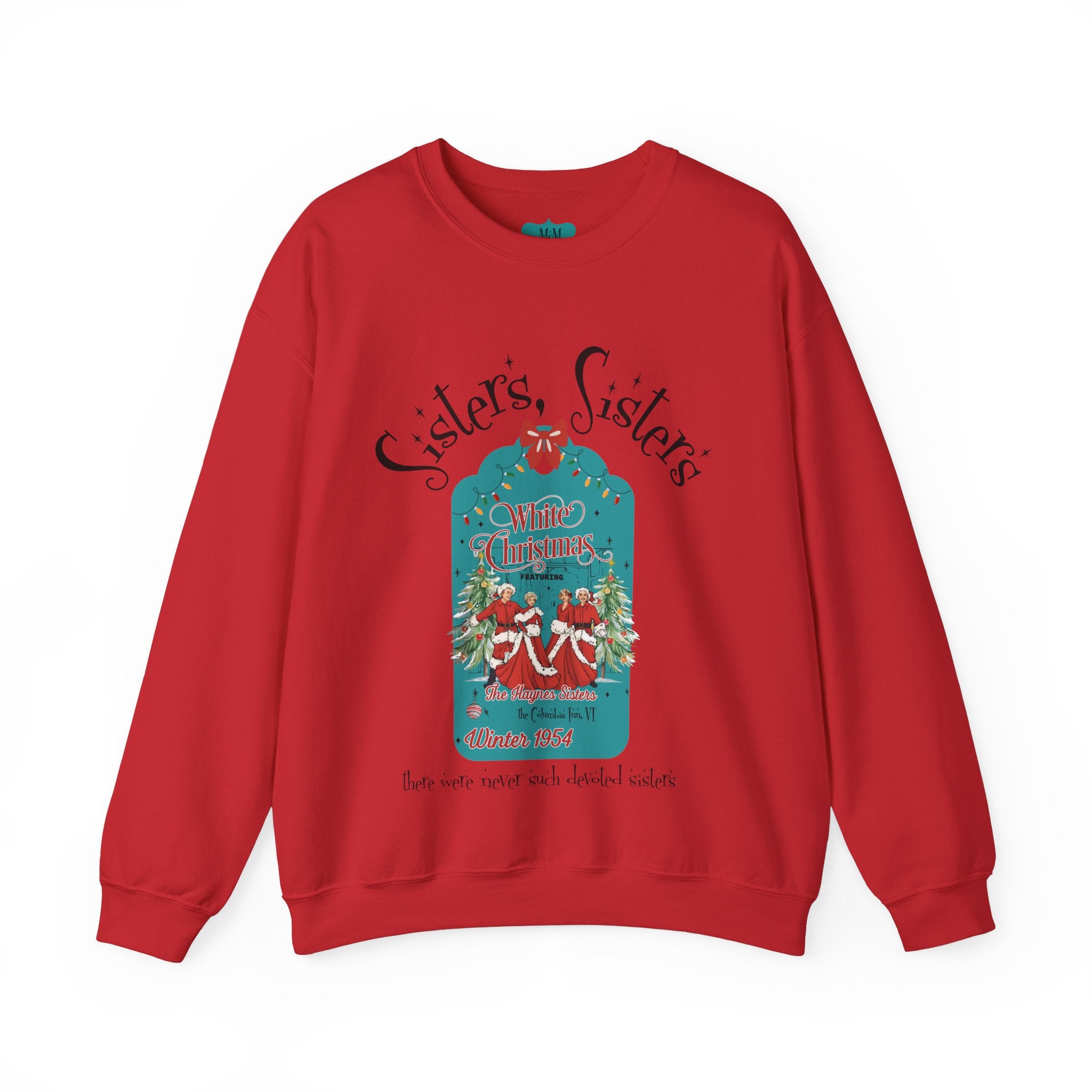 Wallace And Davis Retro Christmas Sweatshirt, Cozy Unisex Holiday Sisters Sisters Matching Sweaters - Mid Century Modern Gal
