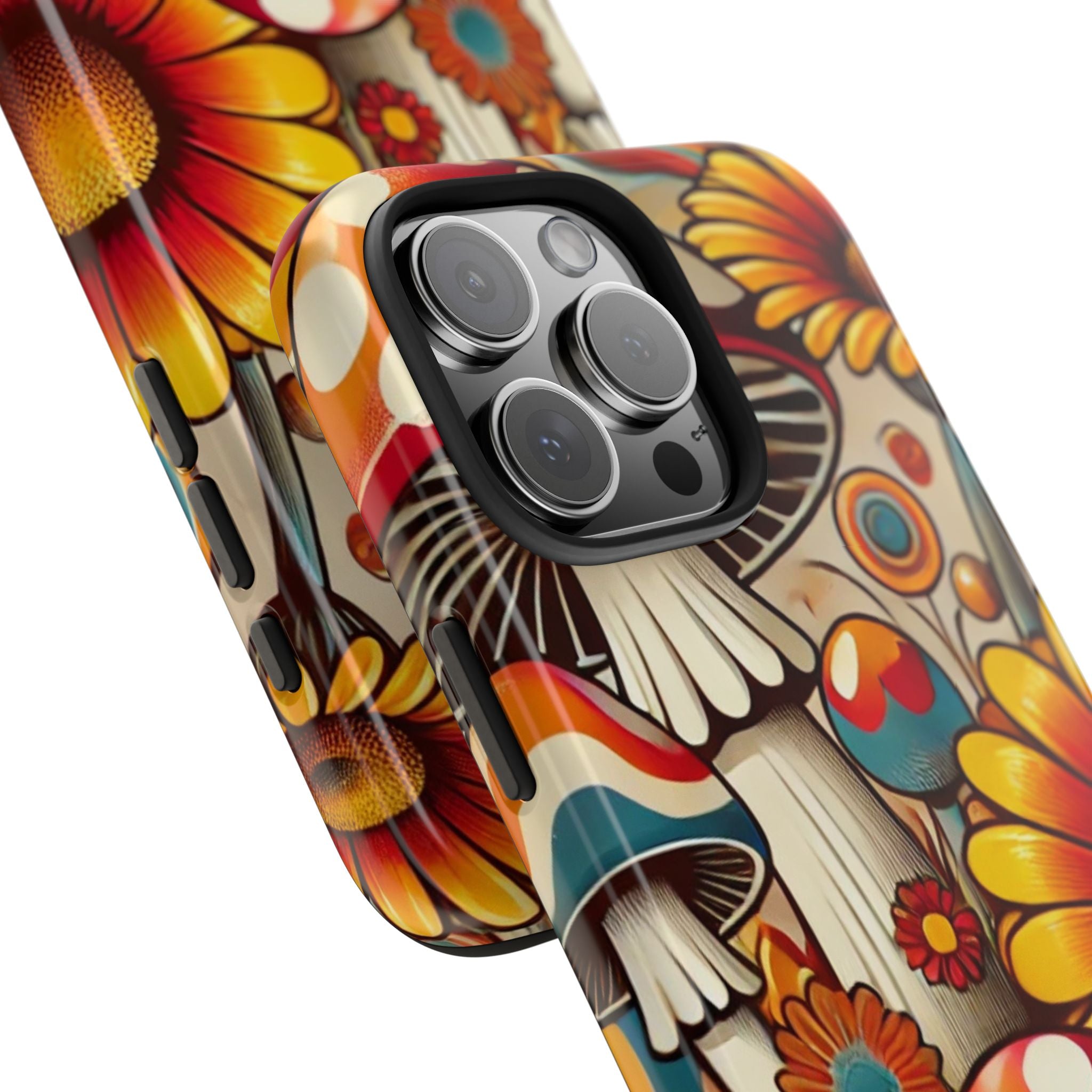 Bohemian Floral Mushroom Tough Phone Case - Trendy Protection for Nature Lovers
