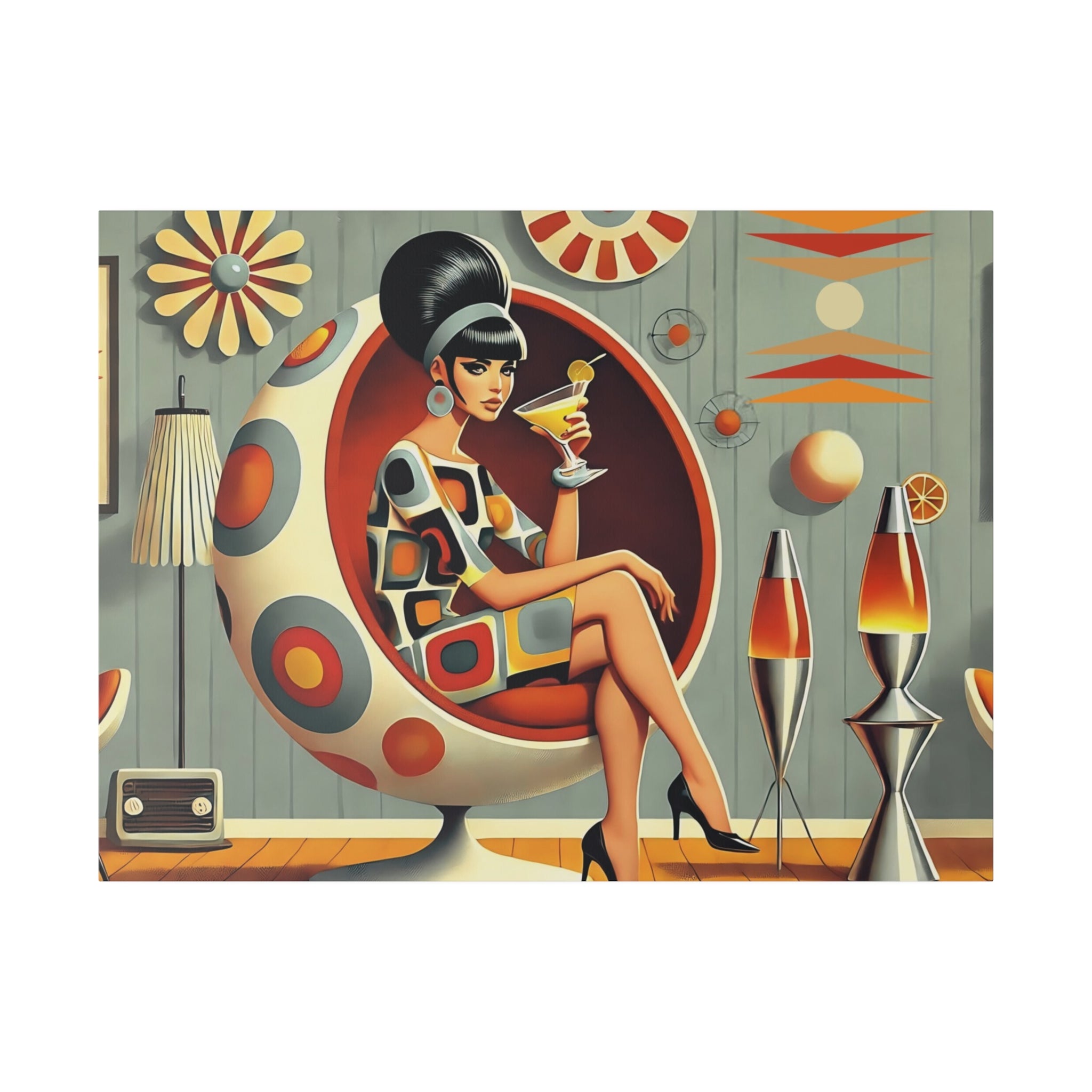 Retro Mod Gal, Atomic Age Kitschy 60s Groovy Wall Art - Mid Century Modern Gal