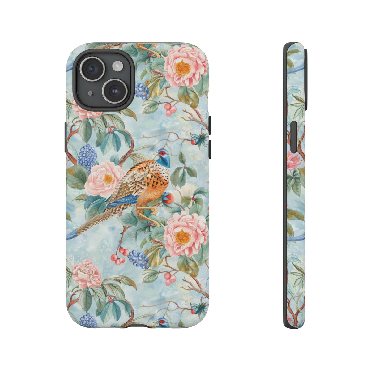 Chinoiserie Designed Floral Pheasant Phone Case with Bird Design - Mid Century Modern Gal