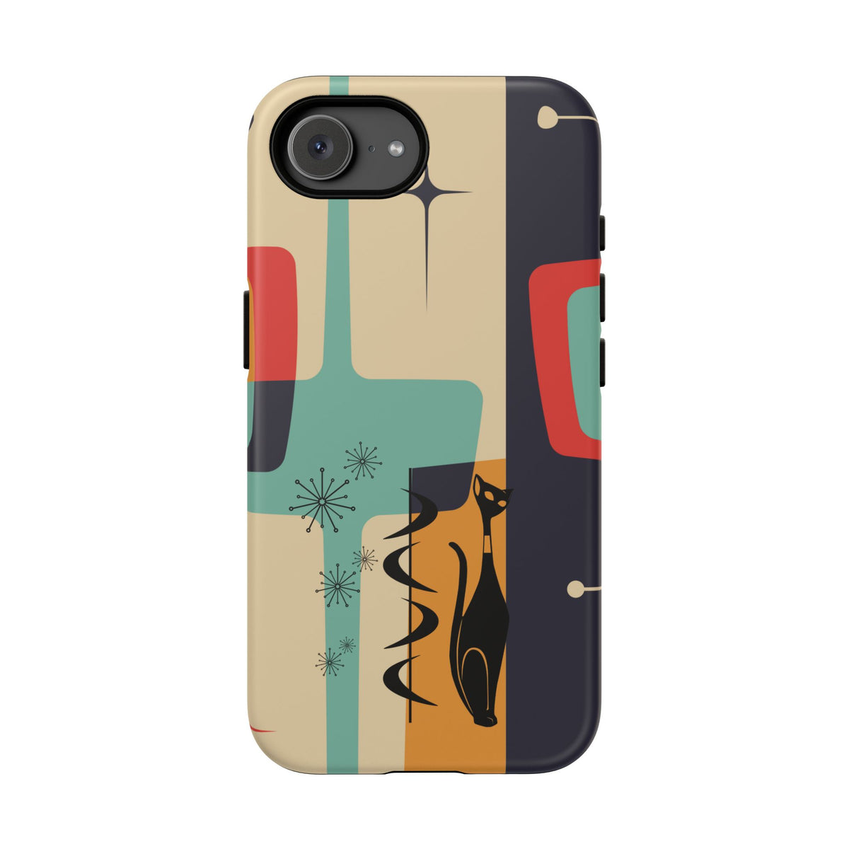 Mid Century Modern, Geometric, Atomic Cat Groovy Smart Phones Tough Phone Cases