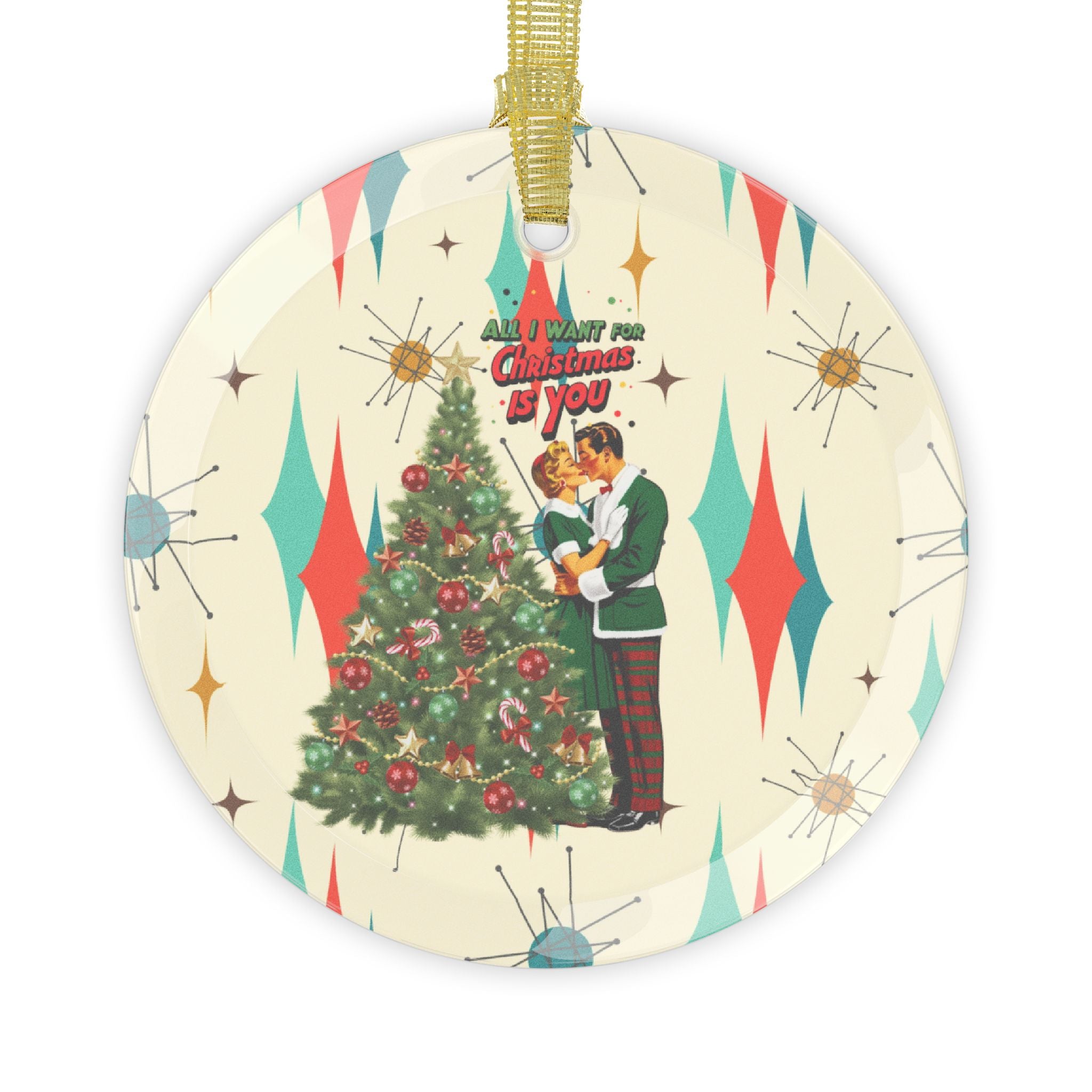 Vintage Christmas Glass Ornaments - All I Want for Christmas Is You - Retro Holiday Decoration - Mid Century Modern Gal