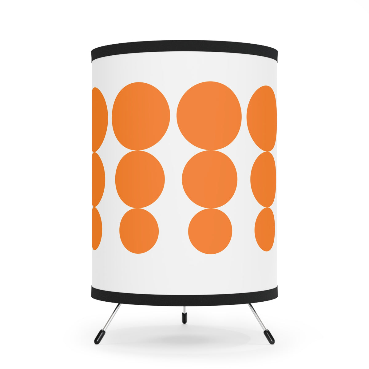 Pyrex Orange Dot, Minimalist Modern Tripod Lamp with Orange Dots - Mid Century Modern Gal