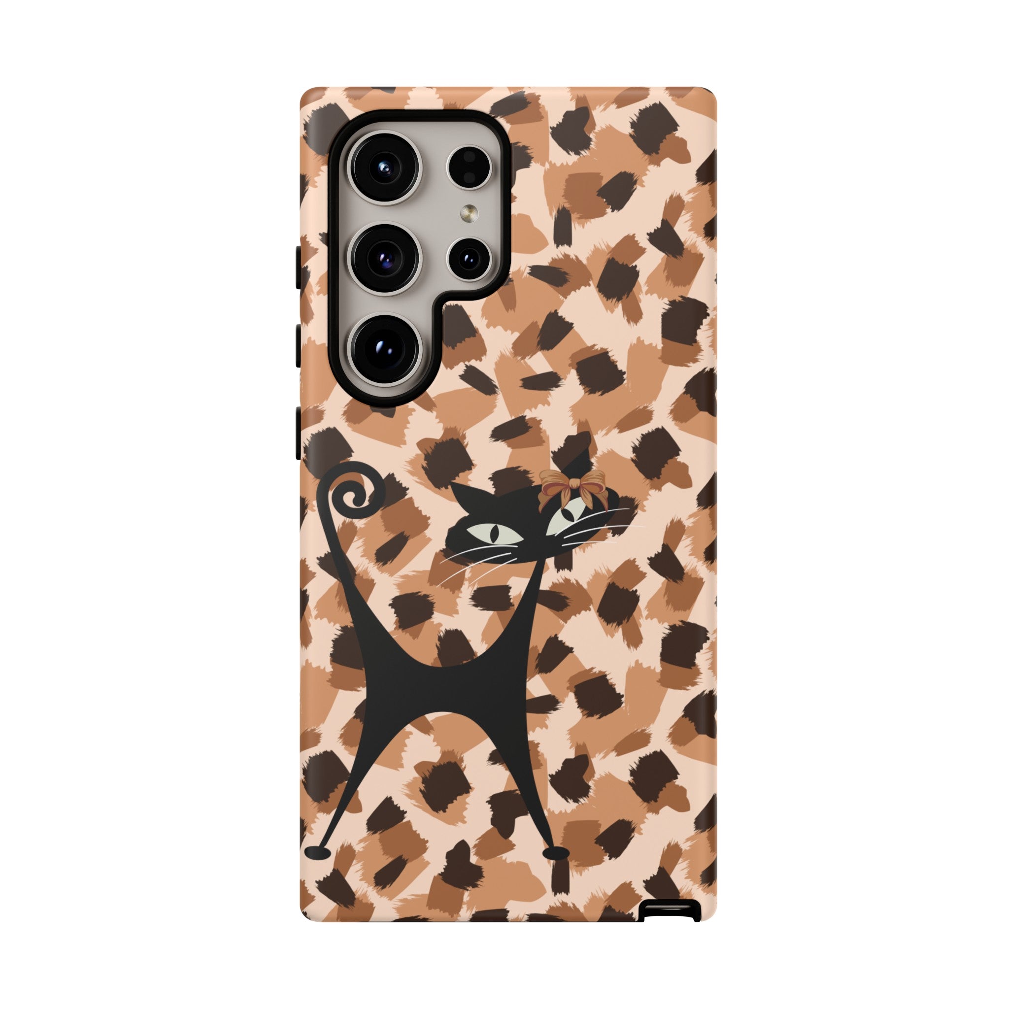 Mid Century Modern Atomic Cat, Animal Print Kitschy Trendy Smart Phone Tough Cases