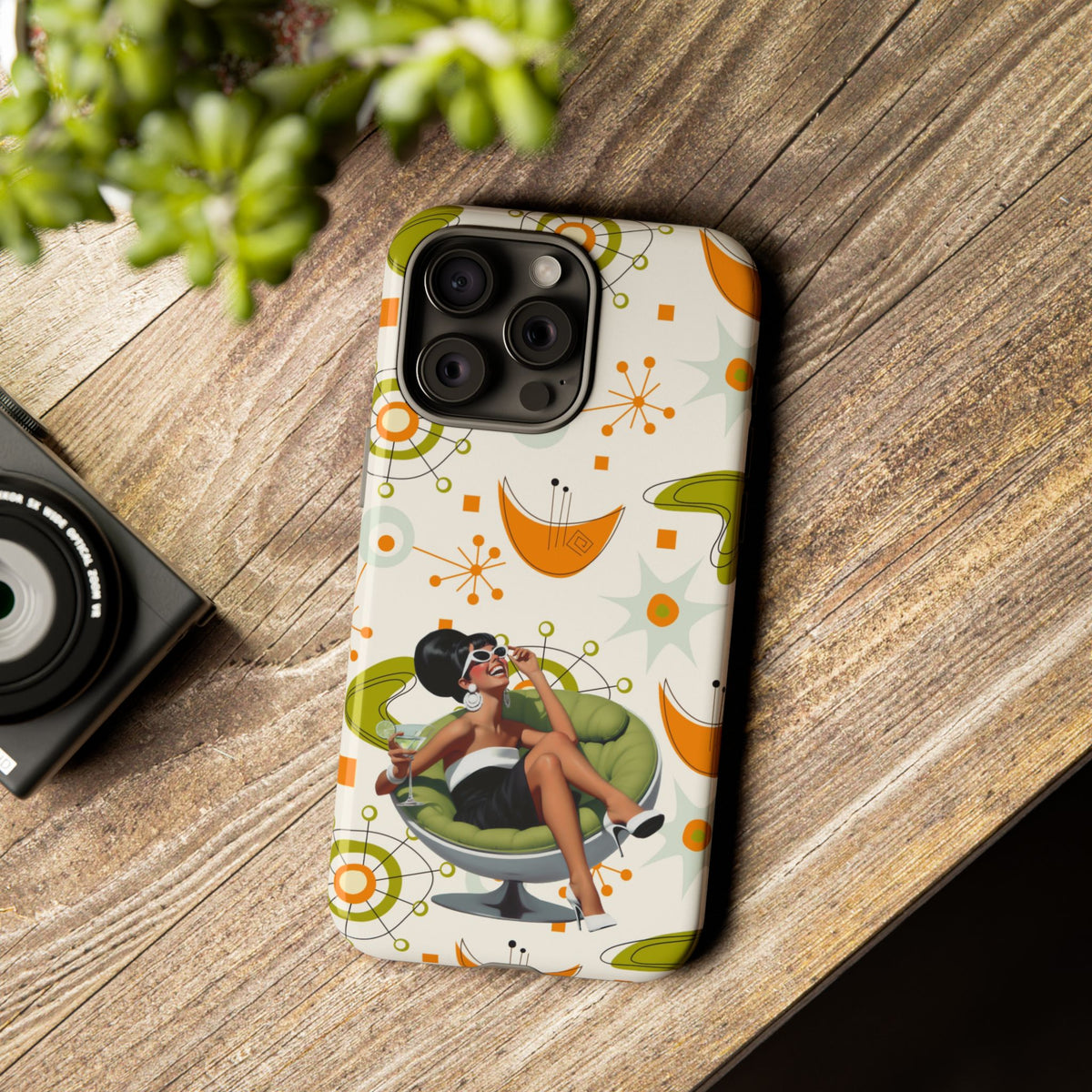 Mid Century Modern Atomic Starburst Mid Mod 60s Gal Retro Chic Tough Phone Case with Vintage Glamour Design