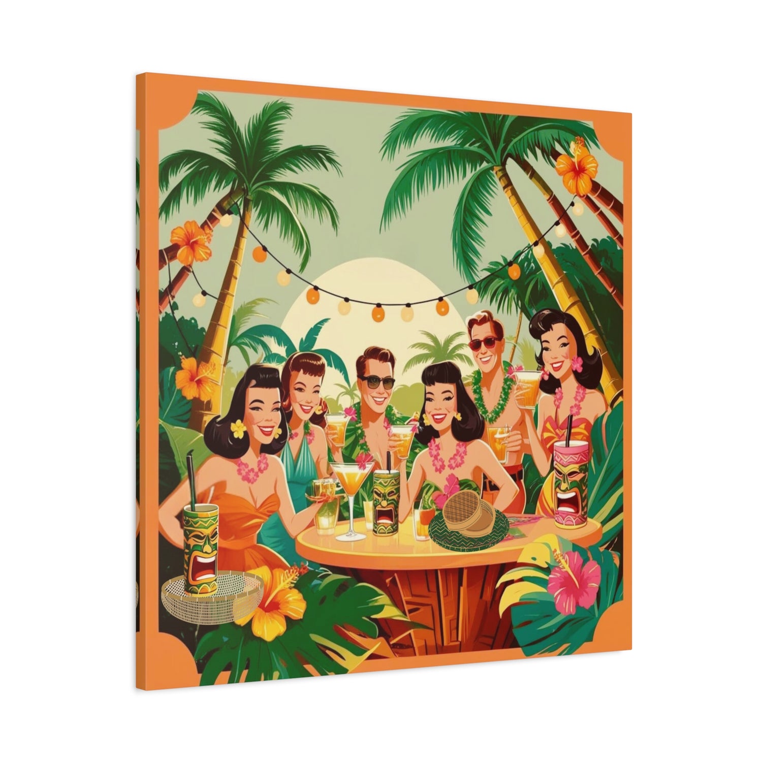 Mid Century Modern Tiki Party Tropical Retro Canvas Art - Vintage Hawaiian Party Decor - Mid Century Modern Gal