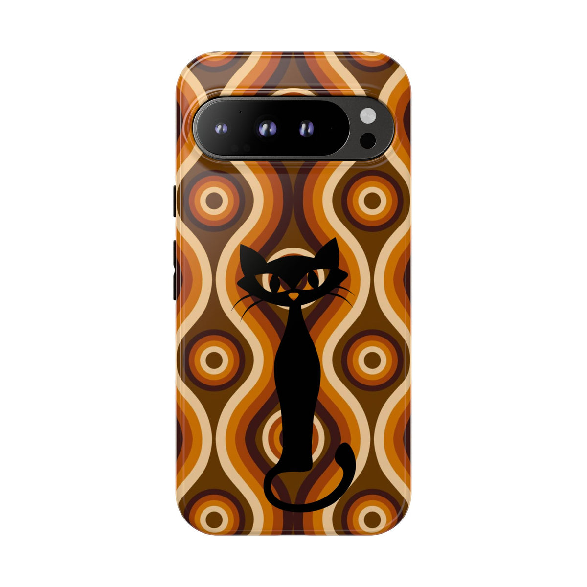 Retro Phone Case, Groovy Brown, Atomic Kitsch Cat Tough Smart Phone Cases - Mid Century Modern Gal