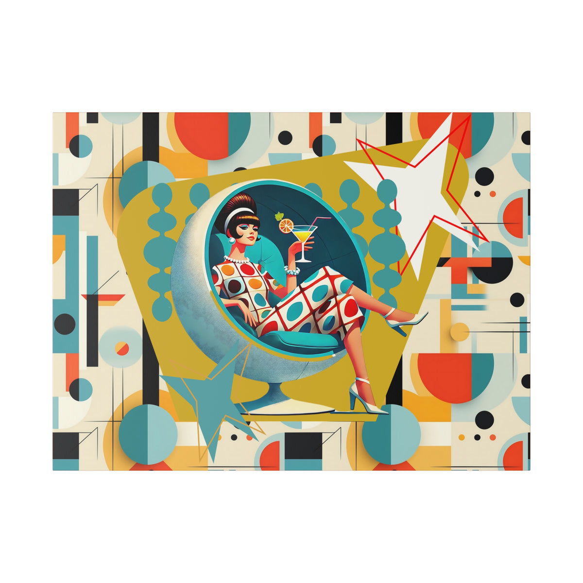 Mid Century Mod Gal, Modern Bauhaus Retro Wall Art - Mid Century Modern Gal