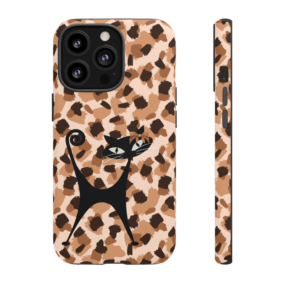 Mid Century Modern Atomic Cat, Animal Print Kitschy Trendy Smart Phone Tough Cases - Mid Century Modern Gal