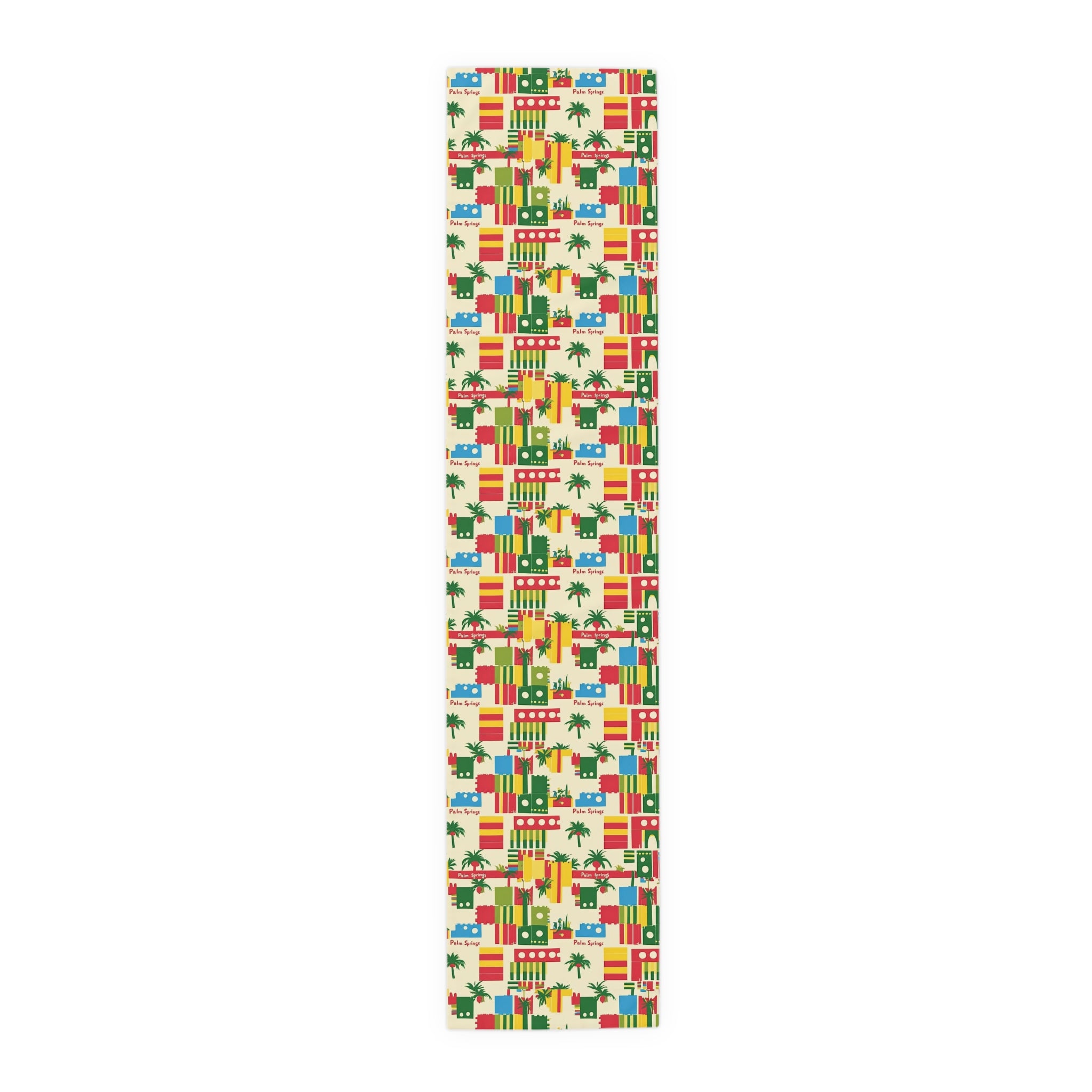 Tropical Palms Spring California Paradise Table Runner - Bright Cotton & Poly Design for Summer Dining - Mid Century Modern Gal