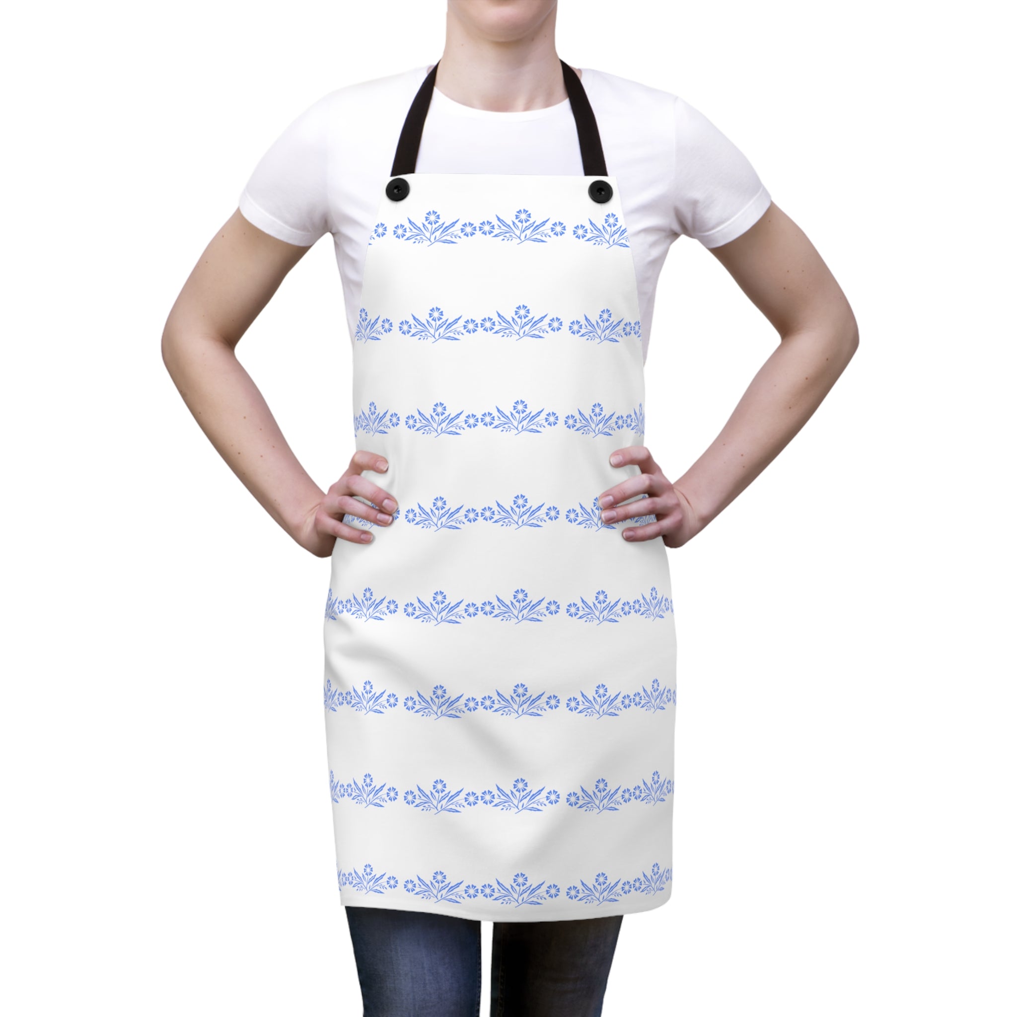 Pyrex Blue Cornflower, Retro Mod 50s Apron - Mid Century Modern Gal