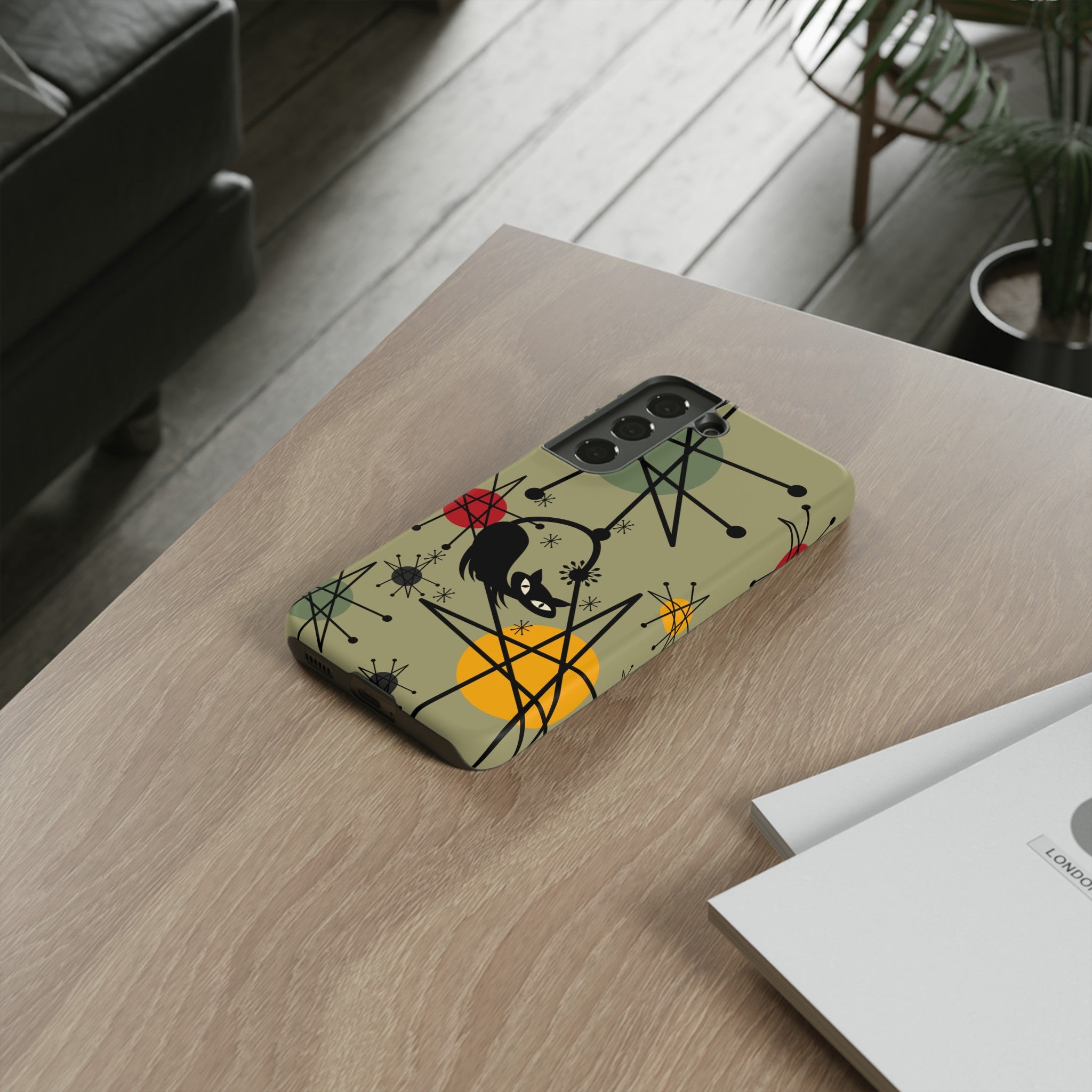 Mid Century Modern Atomic Cat, Retro Chic Groovy Mod Samsung, Smart Phone Tough Cases - Mid Century Modern Gal