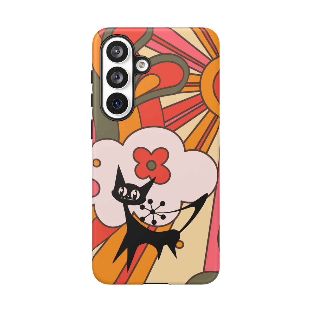 Atomic Cat, Retro Sunburst, Groovy Mod Smart Phone Tough Phone Cases