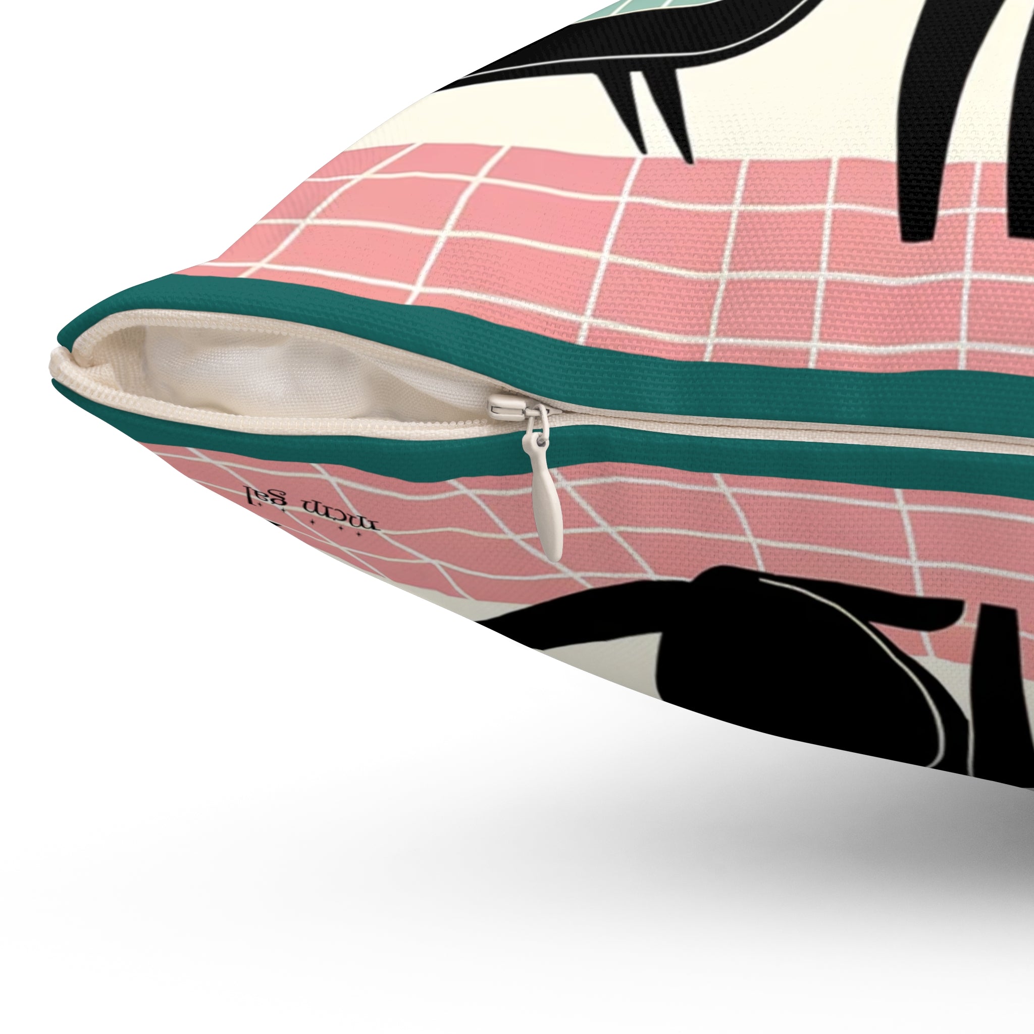 Mid Mod Atomic Cat Kitschy Throw Pillow Including Insert, MCM Home Decor - Mid Century Modern Gal