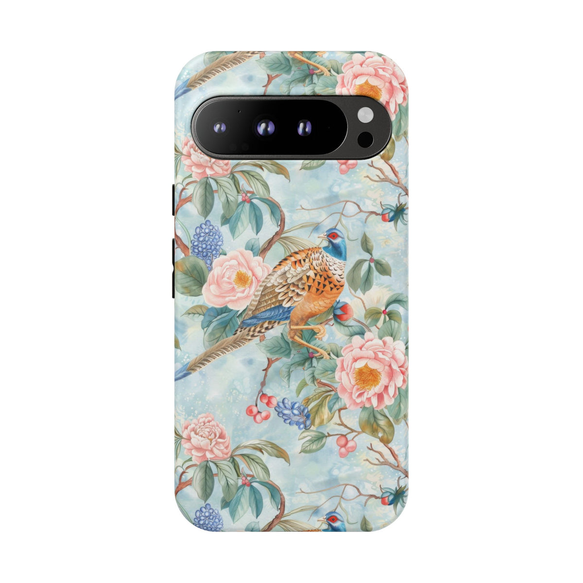 Chinoiserie Designed Floral Pheasant Phone Case with Bird Design