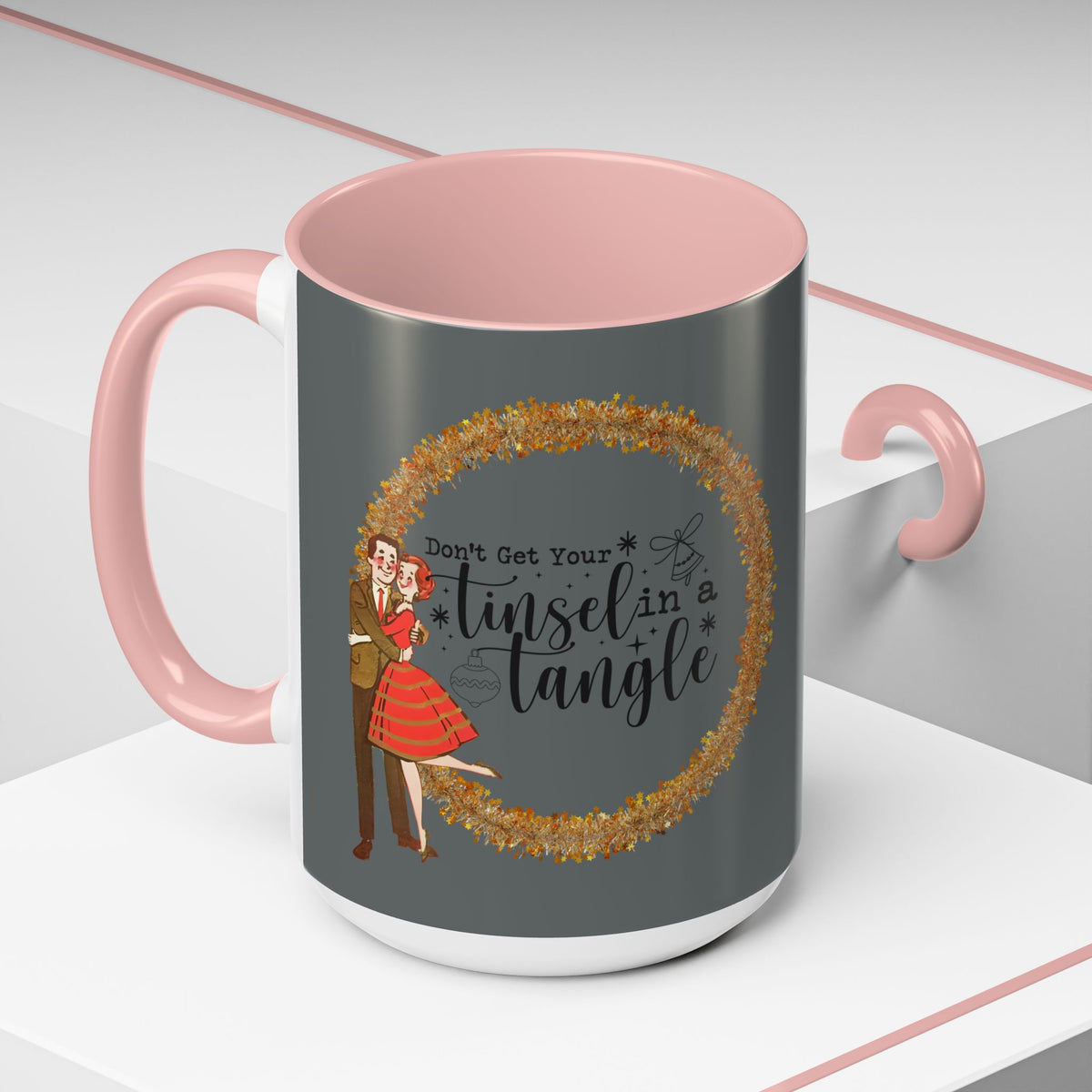 Don't Get Your Tinsel In A Tangle, Vintage 50s Kitschy Christmas Holiday Co-Worker, Secret Santa Mug Gift - Mid Century Modern Gal
