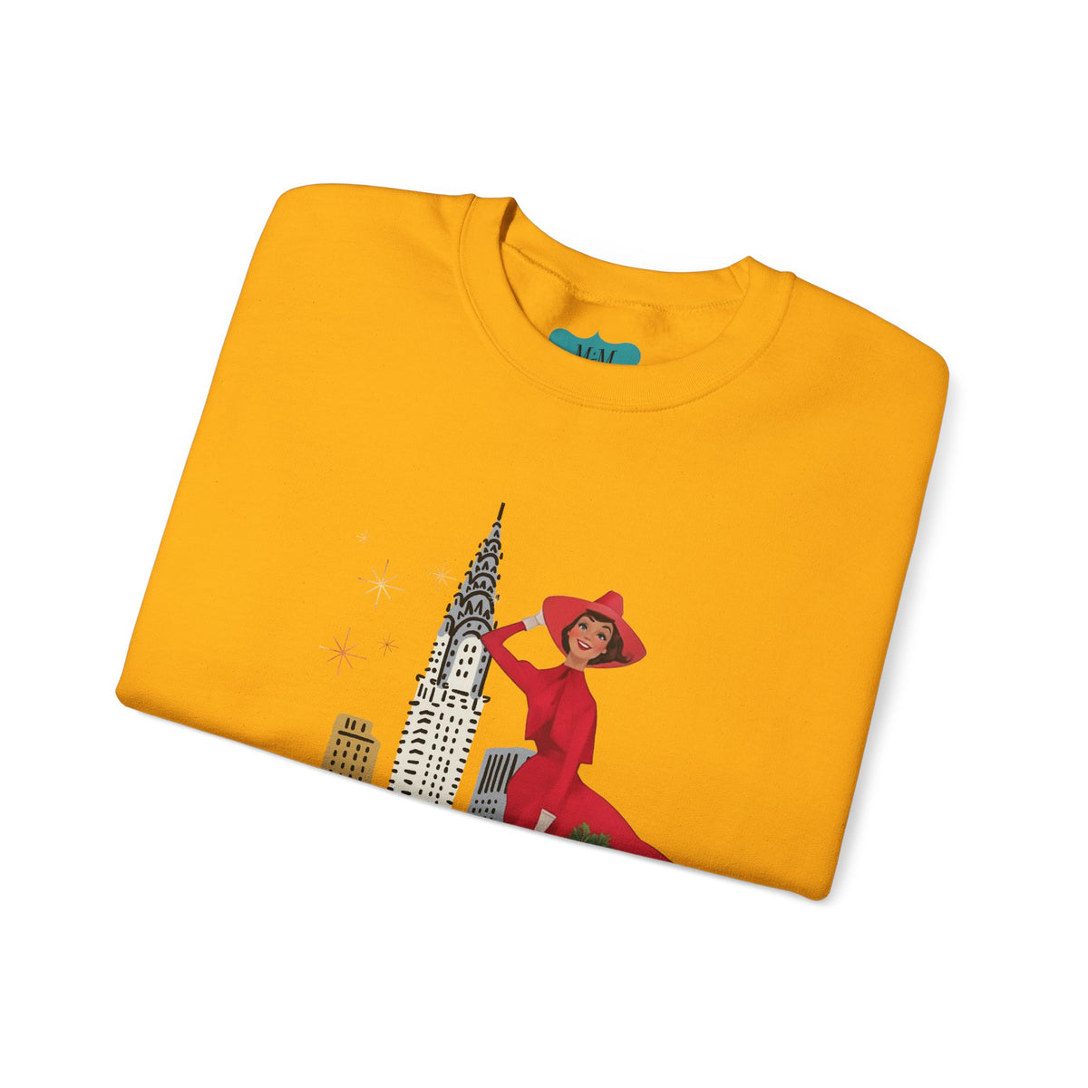 Mid Century Modern Christmas Kitsch Vintage New York City Graphic Crewneck Sweatshirt - Mid Century Modern Gal