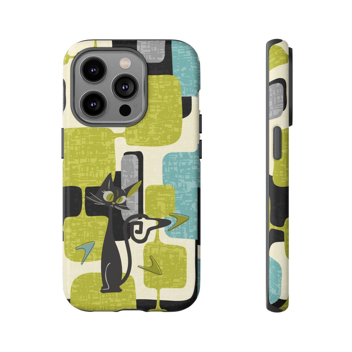 Mid Century Modern Geometric Kitschy Cat, Boomerang Retro Smart Phone Tough Cases - Mid Century Modern Gal