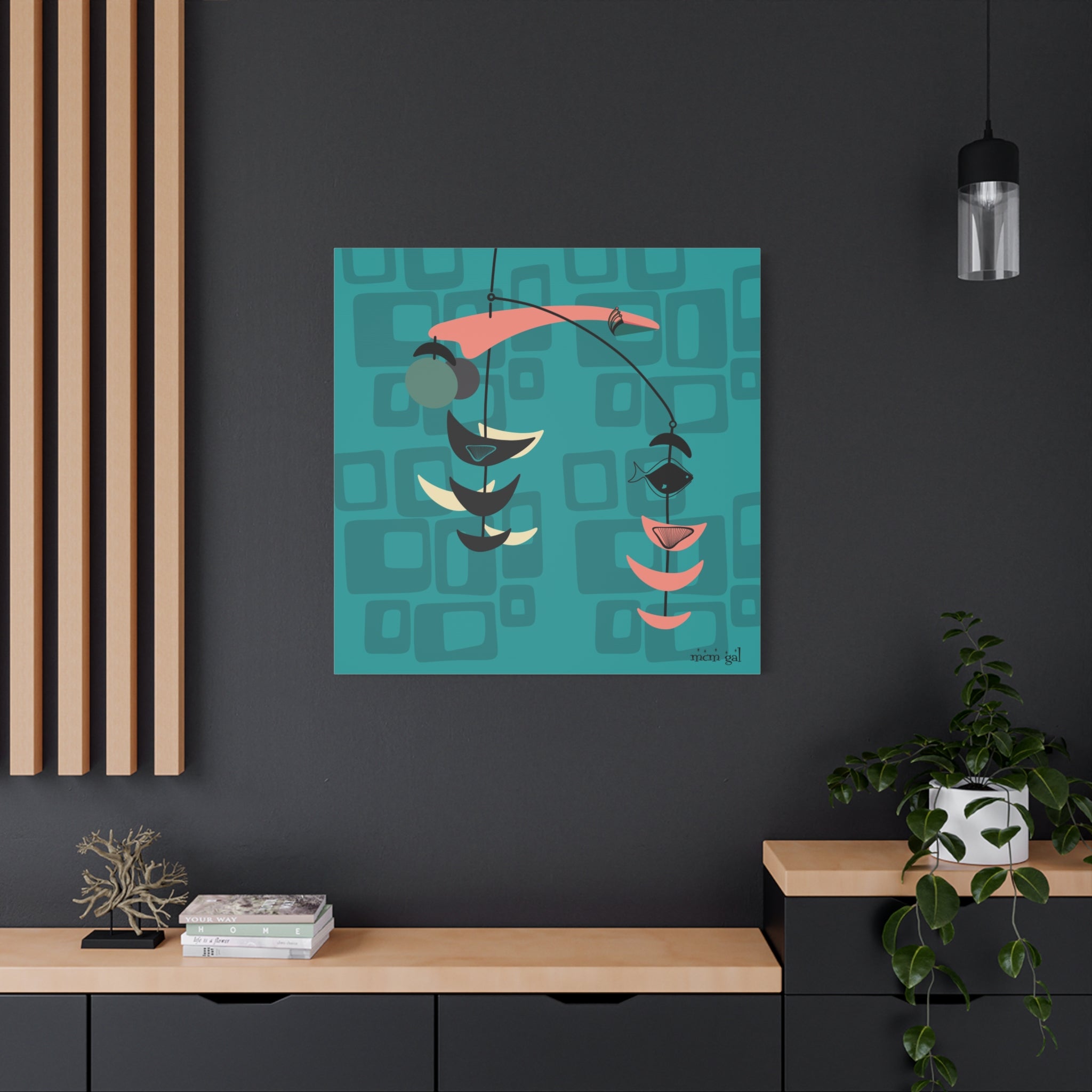 Mid Century Modern Fish Art Modern Abstract Wall Art Canvas - Stylish Home Decor for Contemporary Spaces - Mid Century Modern Gal