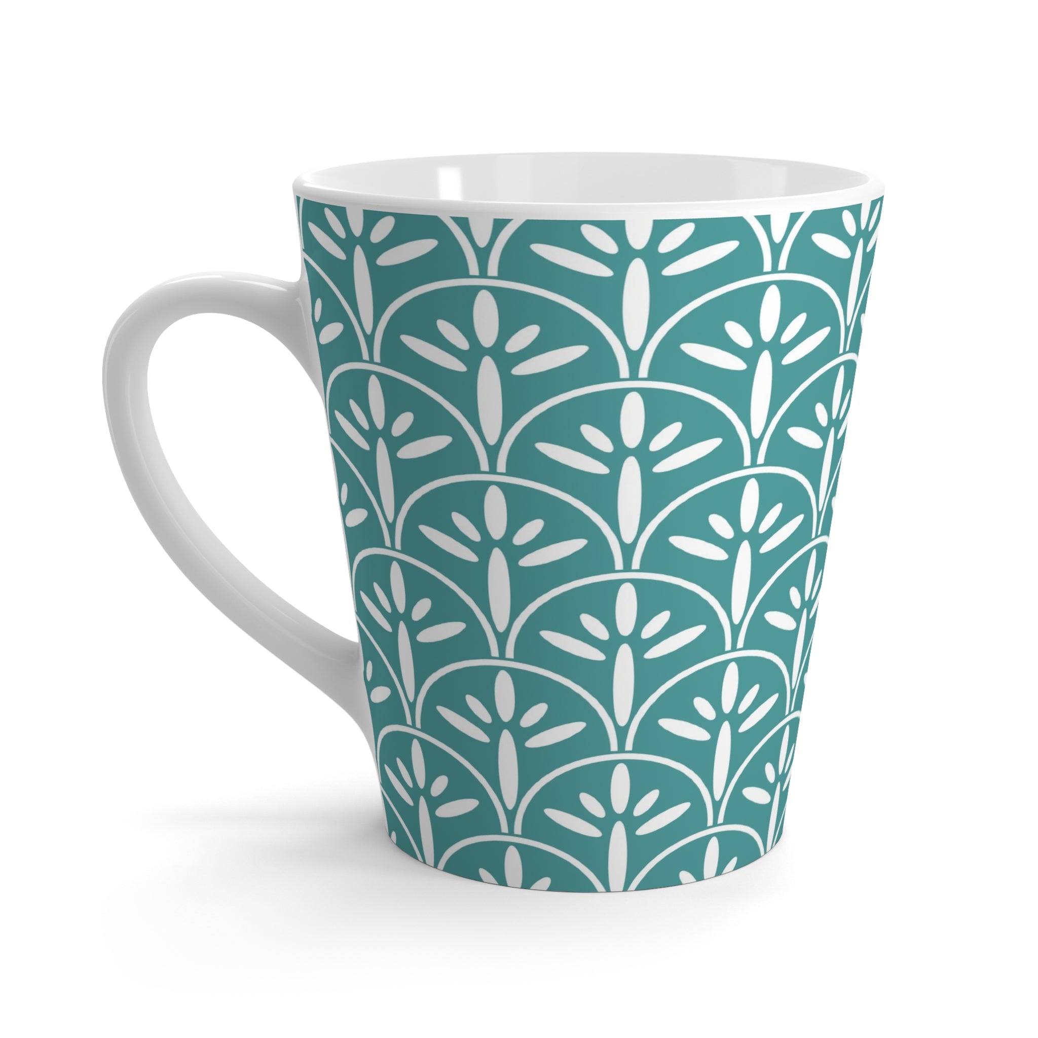 Art Deco Vintage Floral Latte Mug - Stylish Ceramic Cup for Coffee Lovers - Mid Century Modern Gal