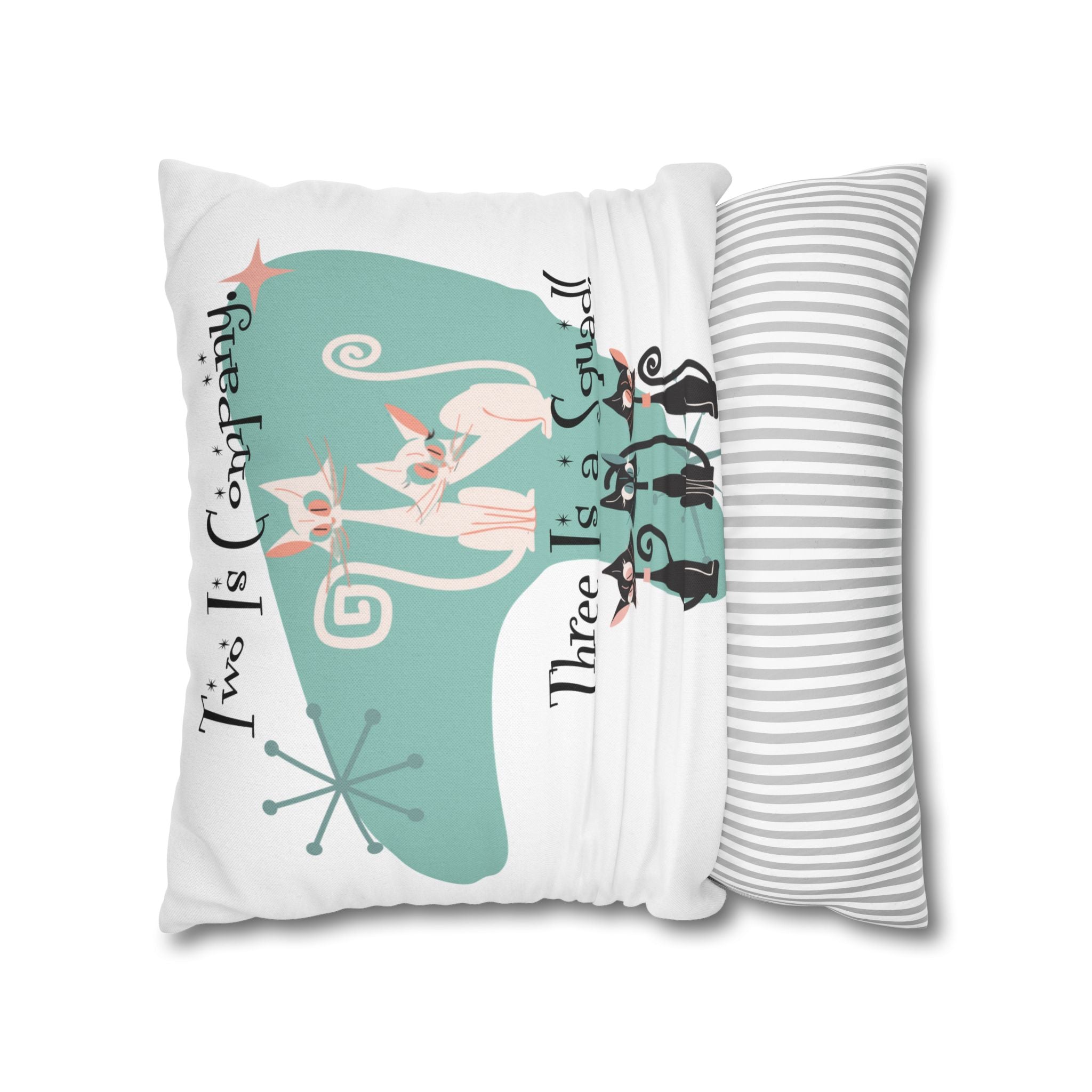 Atomic Kitschy Cats, Mid Mod Boomerang Family Co-worker Bestie Gifts Pillow Cover - Mid Century Modern Gal