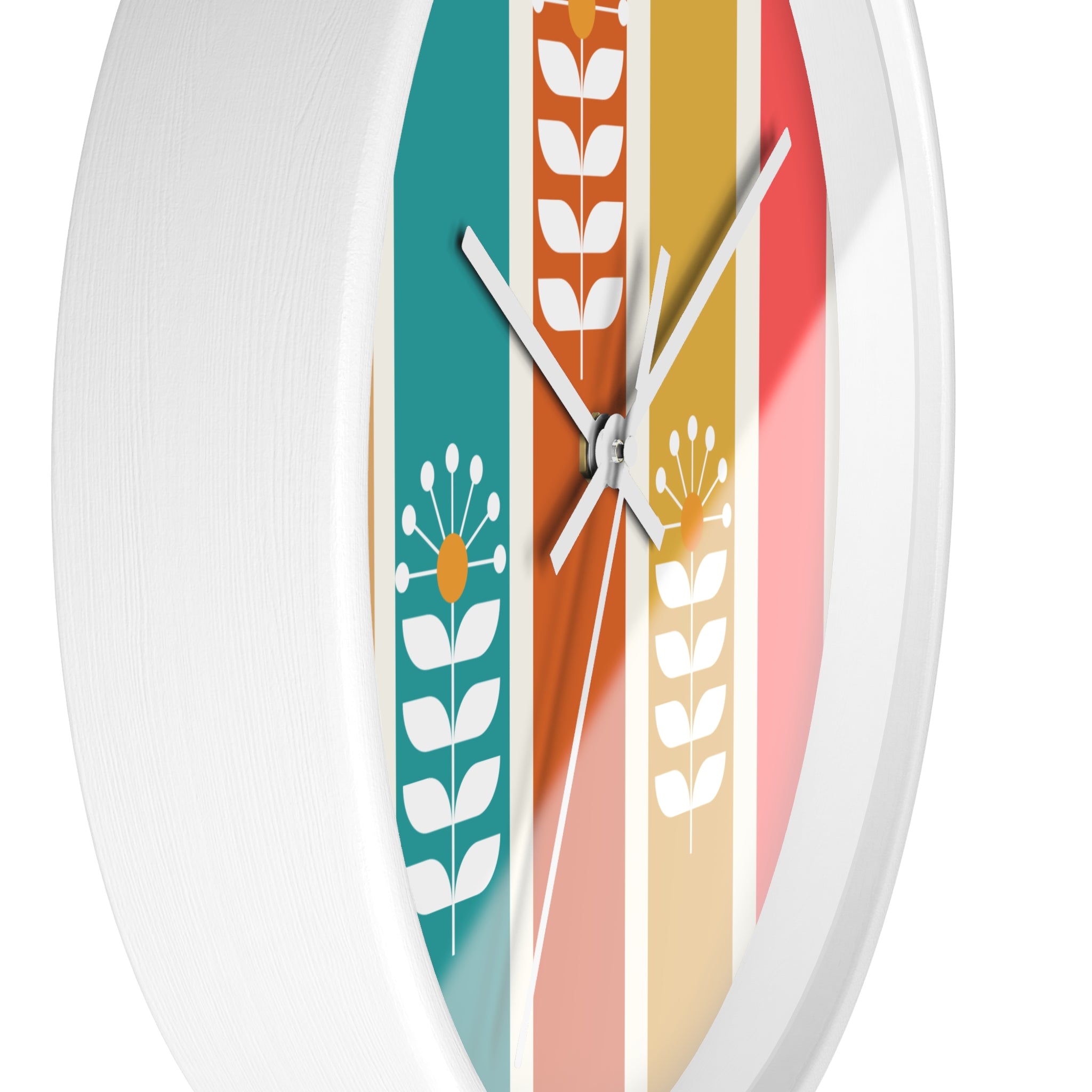 Retro Scandinavian Floral Wall Clock - Mid-Century Modern Design Perfect for Home Decor - Mid Century Modern Gal