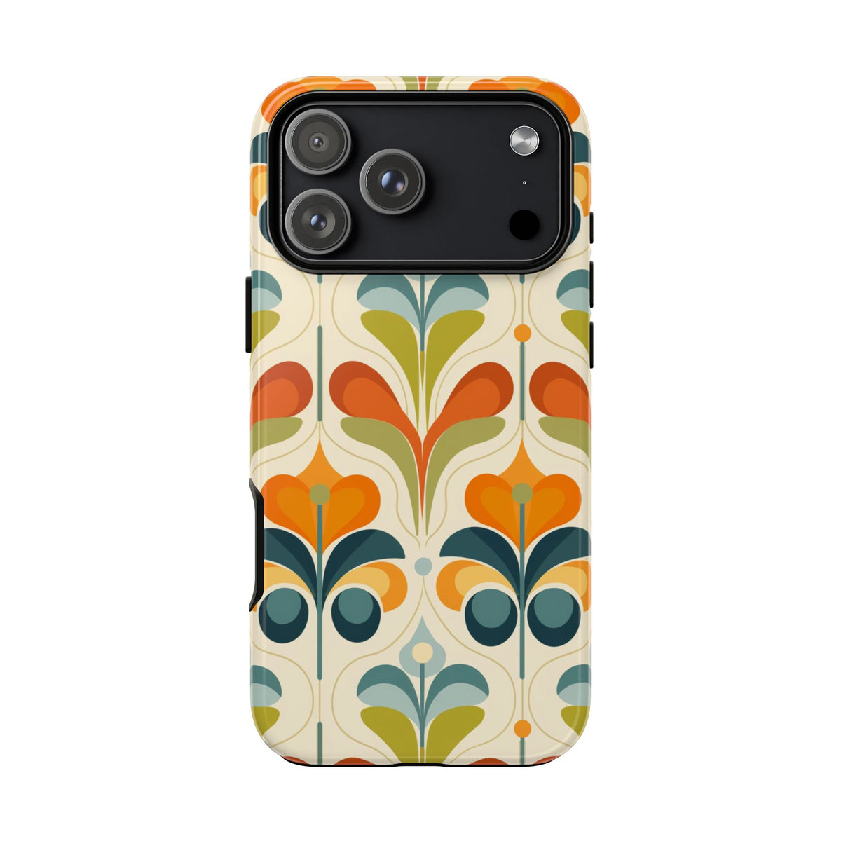 Mid Century Modern Scandinavian Floral, Orange Blue Green Tough Phone Case