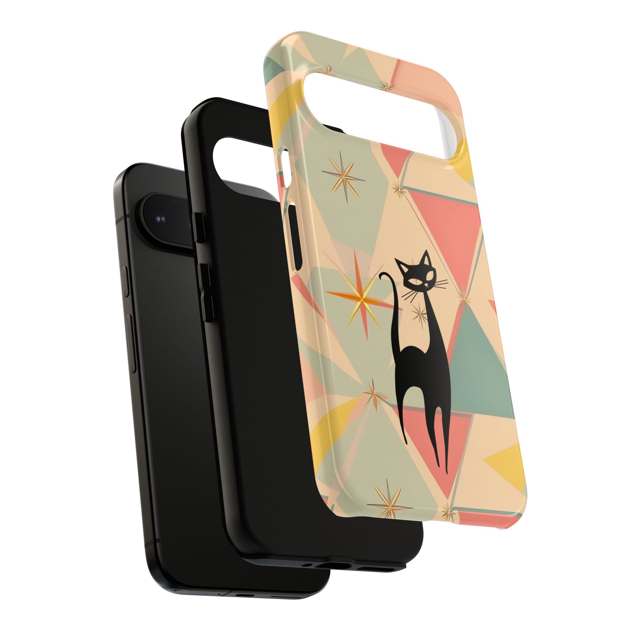 Atomic Cat Mid Mod Retro Cat Phone Case | Tough Cases with Vintage Vibe | Ideal for Cat Lovers