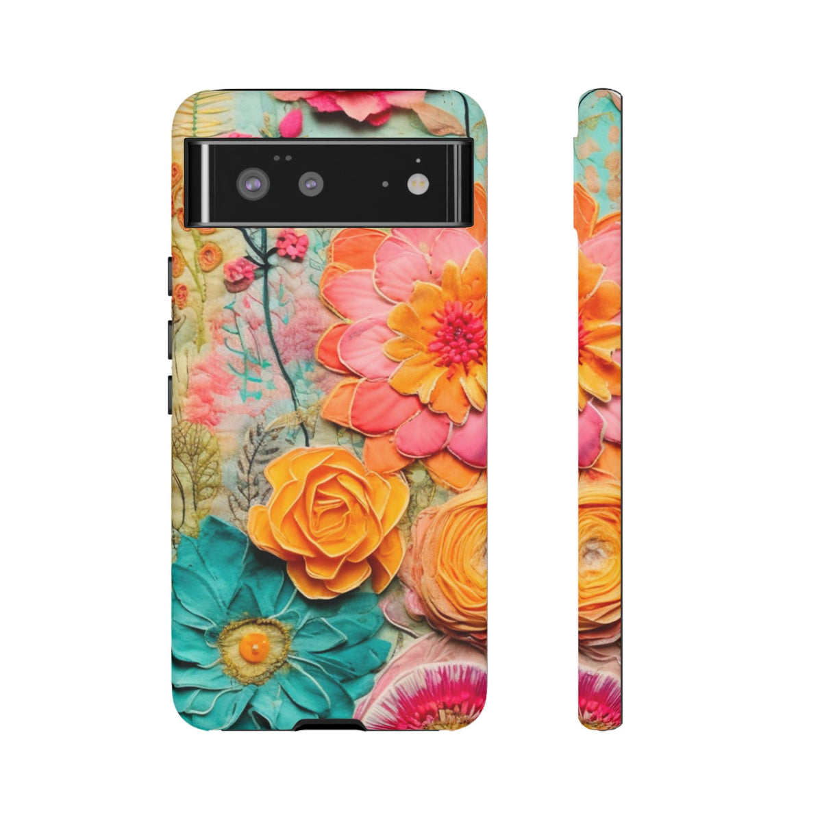 Boho Retro Floral Faux Pressed Flowers Smart Phone Tough Phone Cases