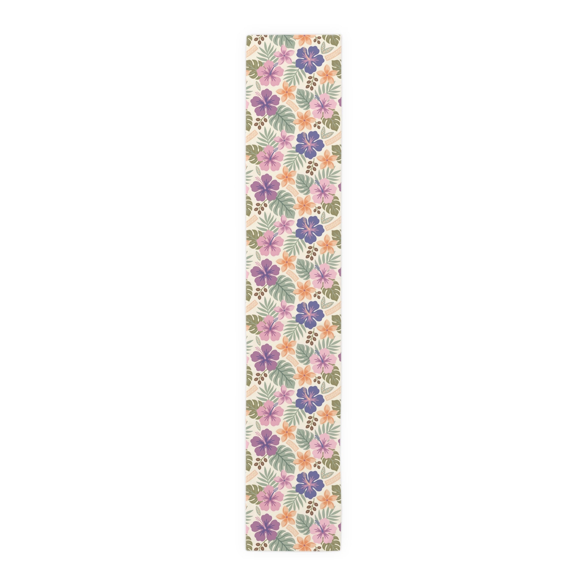 Retro Tropical Tiki Summer, Hawaiian Hibiscus Purple Table Runner