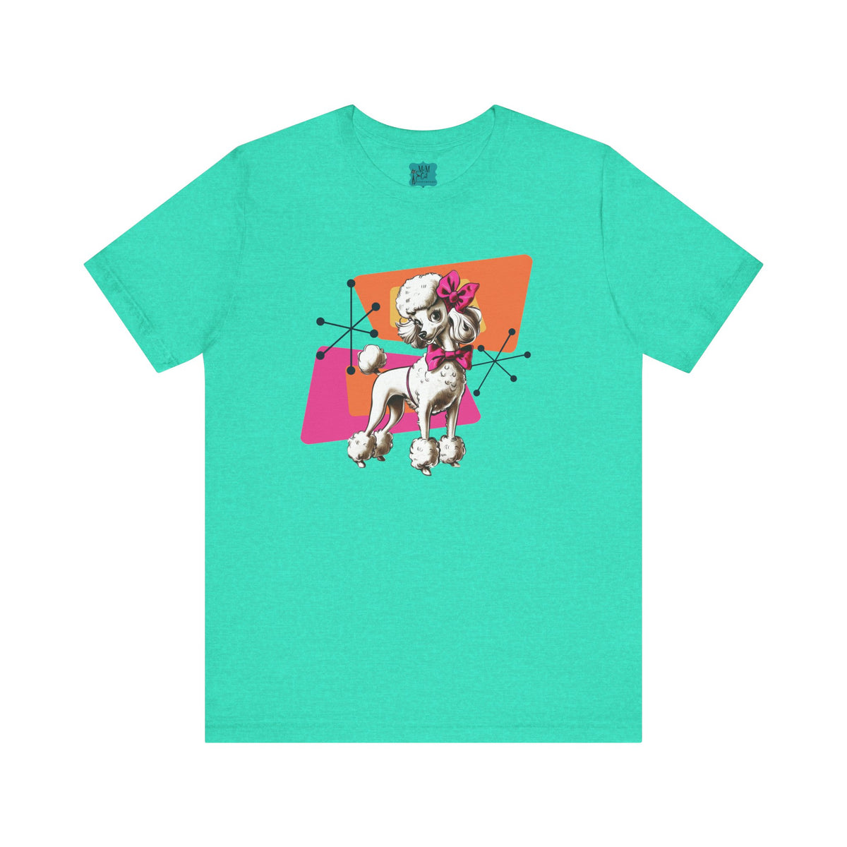 50s Poodle Kitschy Playful Kitschy Mod- Fun Unisex Jersey Short Sleeve T-Shirt - Mid Century Modern Gal